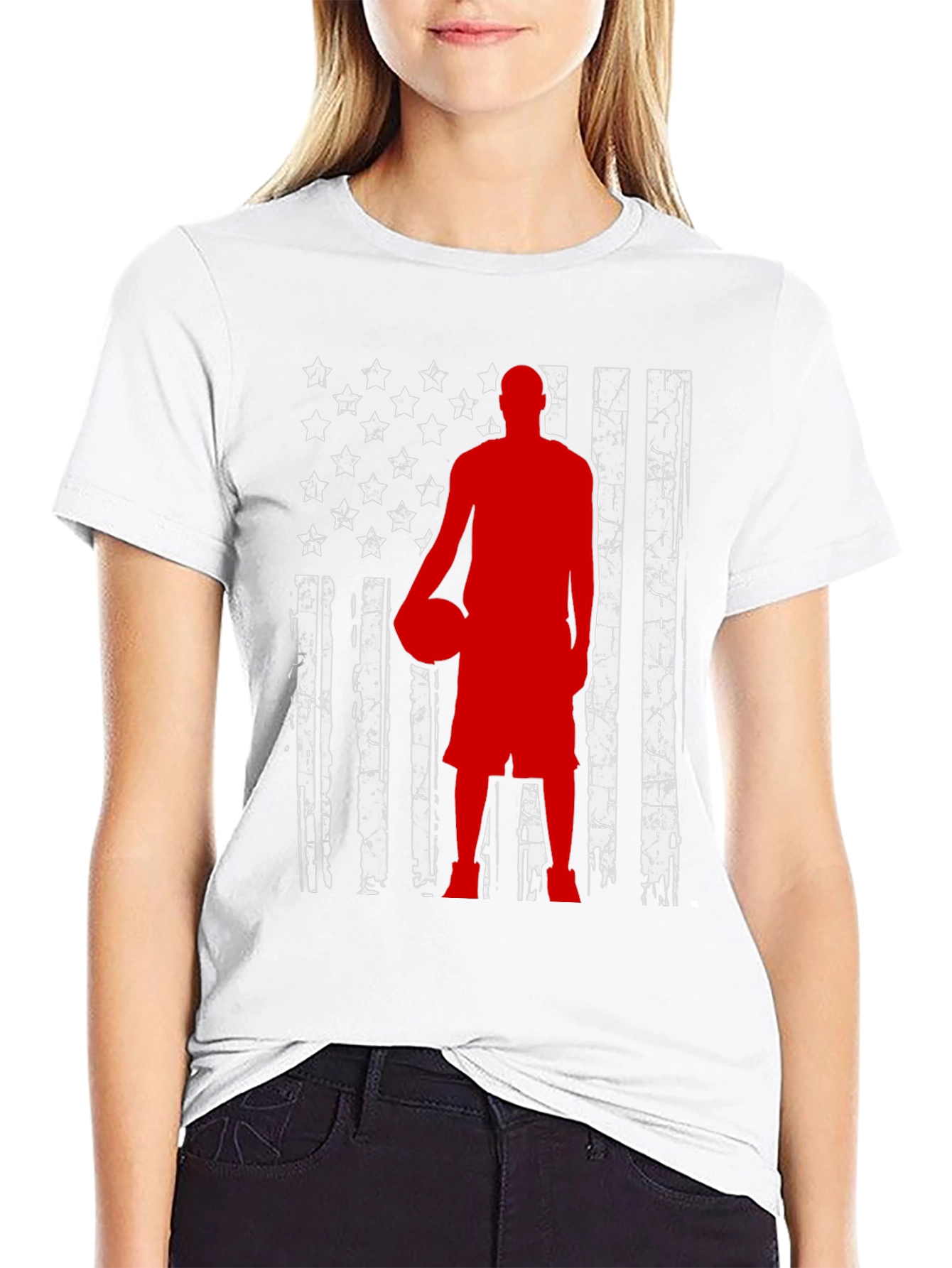 Basketball American Flag Graphic T-Shirt
