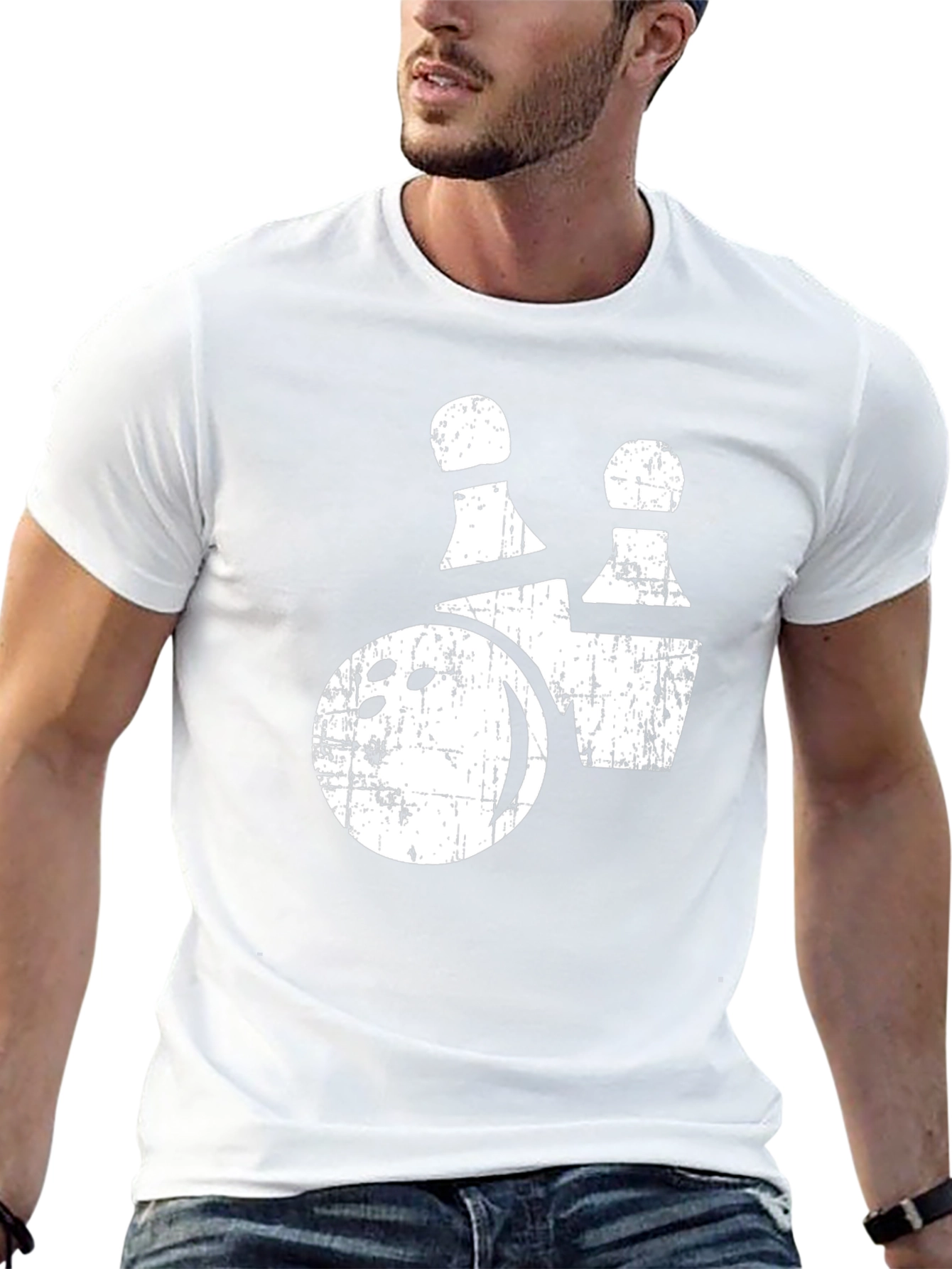 Bowling Ball and Pins Graphic Tee - Distressed Print