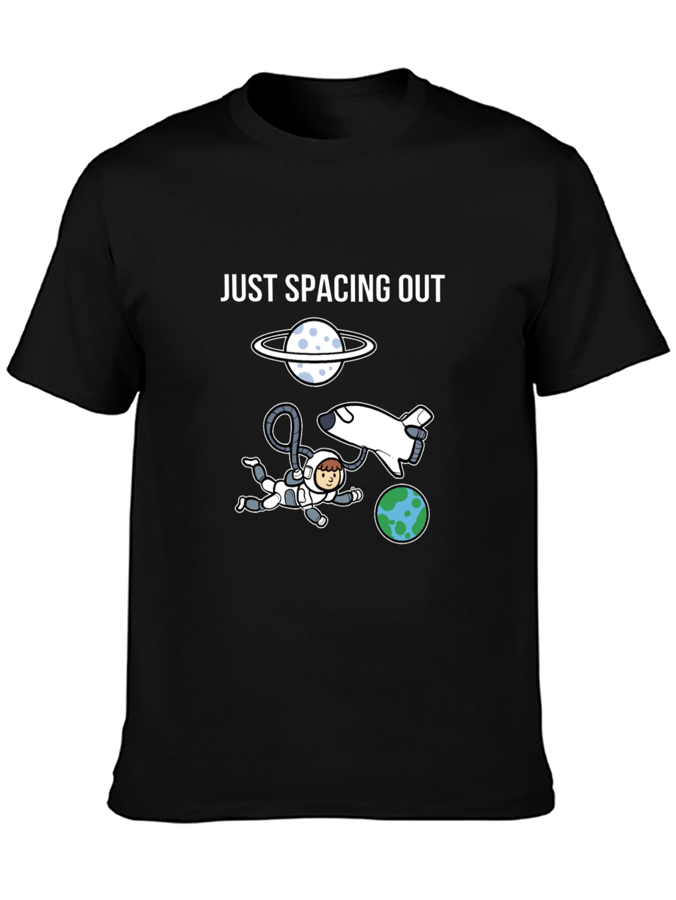 Just Spacing Out Black Graphic T-Shirt