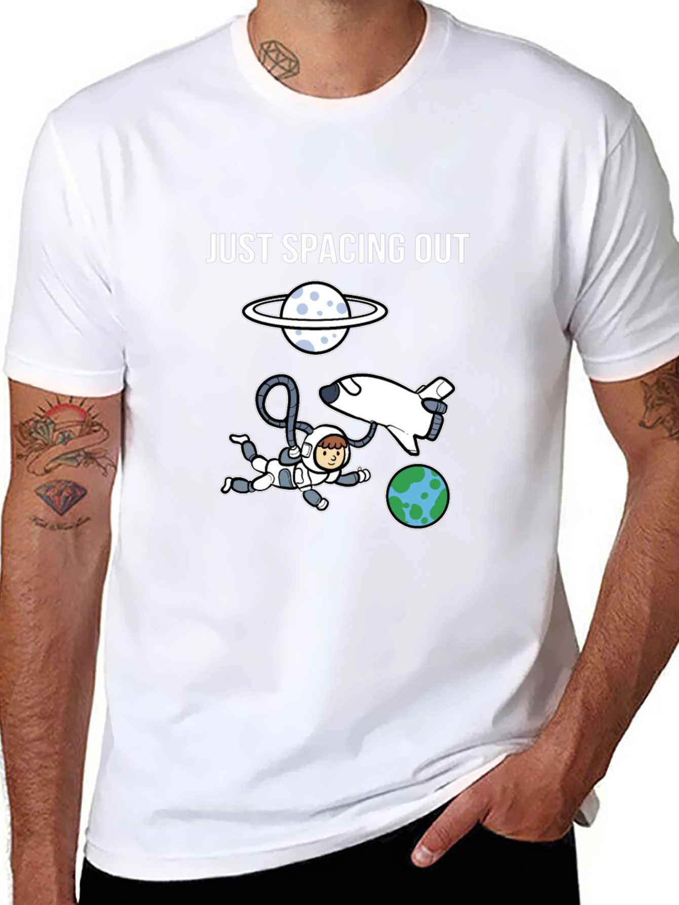 Just Spacing Out Black Graphic T-Shirt