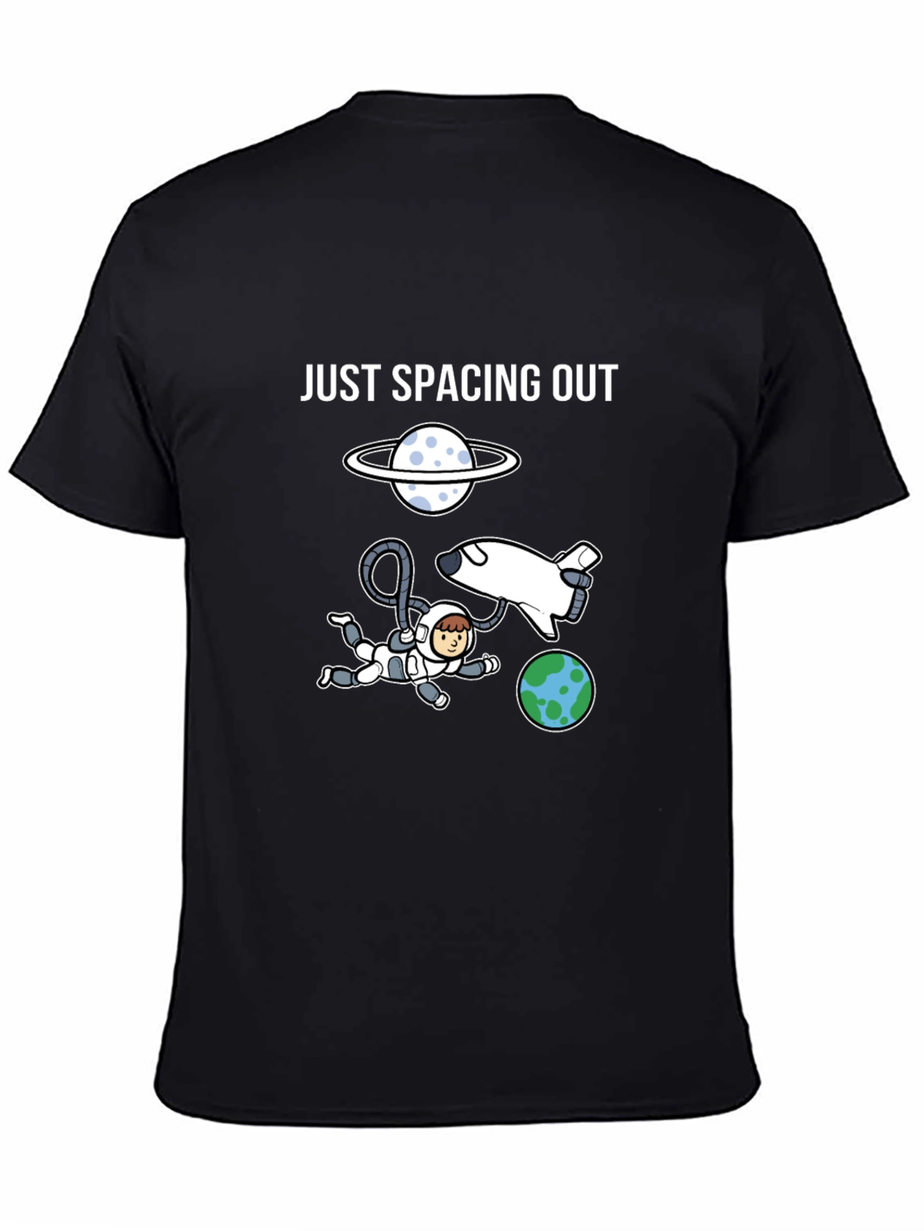 Just Spacing Out Black Graphic T-Shirt