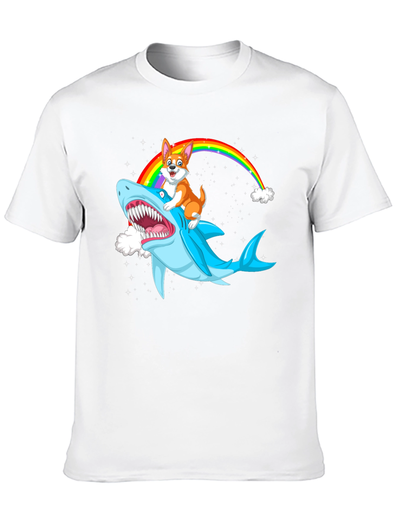 Shark Corgi Rainbow T-Shirt