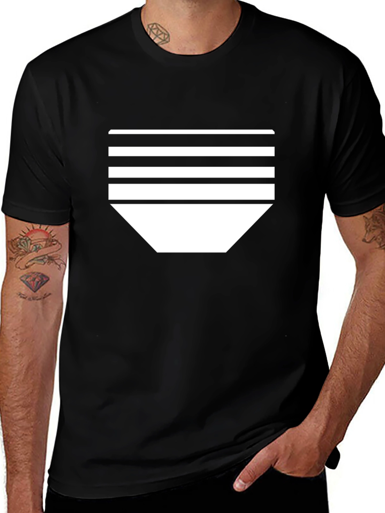 Modern Striped Tee - Black Graphic T-Shirt