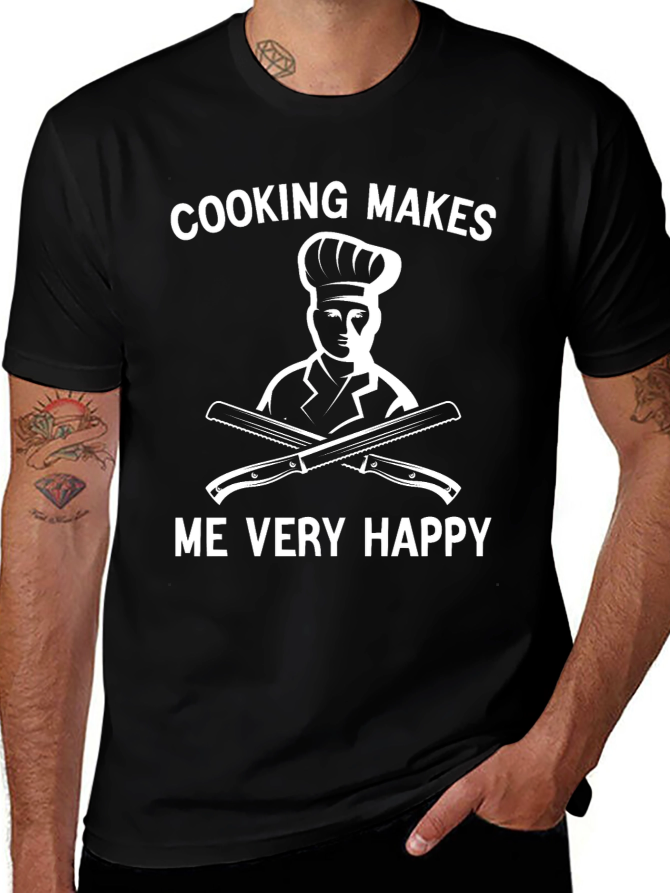 Cooking Makes Me Very Happy Black T-Shirt