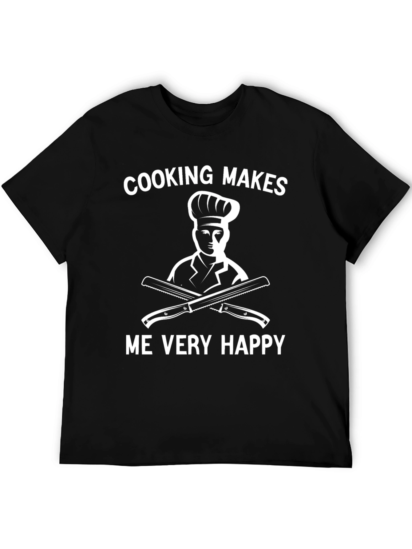 Cooking Makes Me Very Happy Black T-Shirt