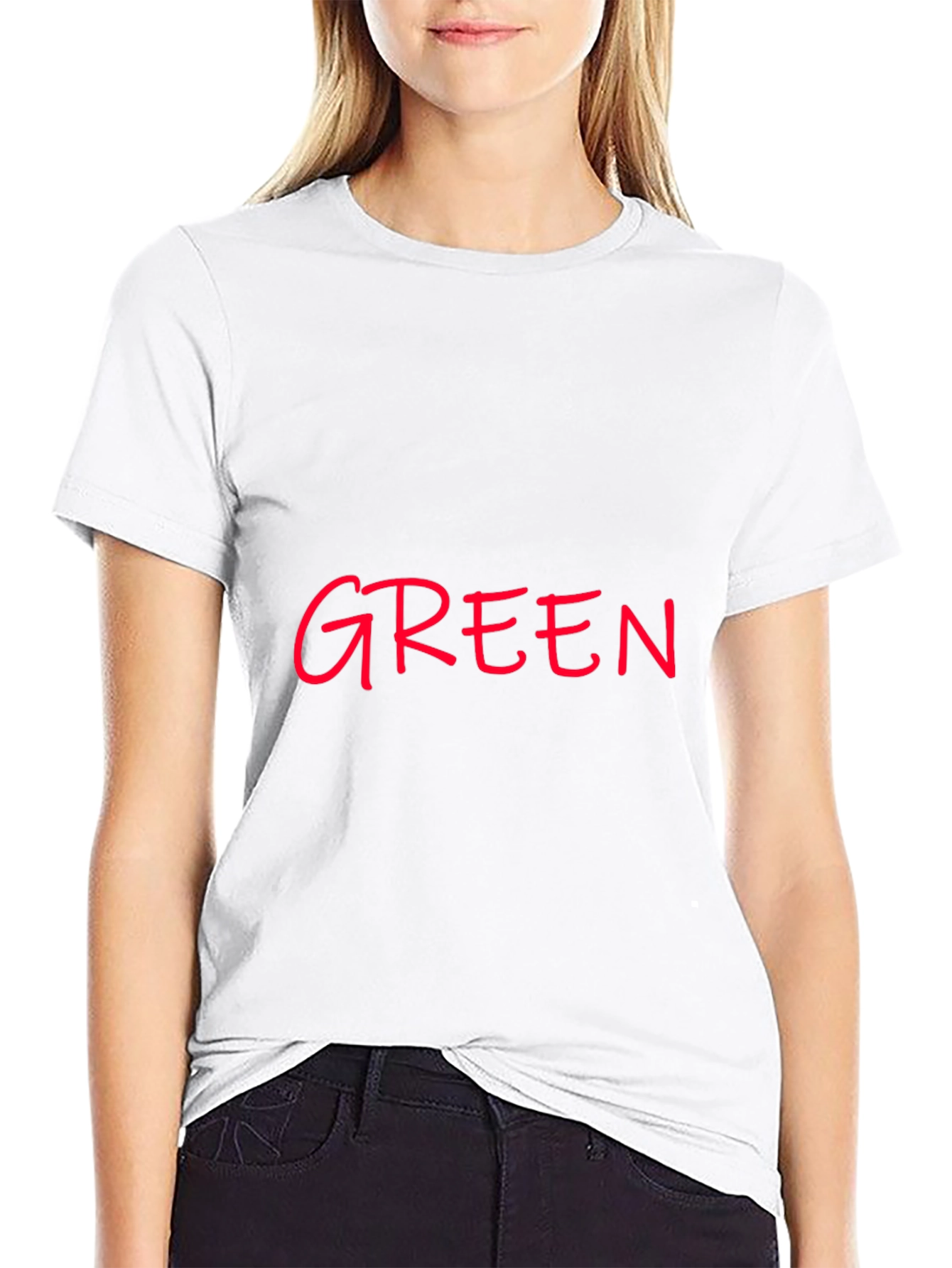 Modern Black T-Shirt with Red GREEN Print