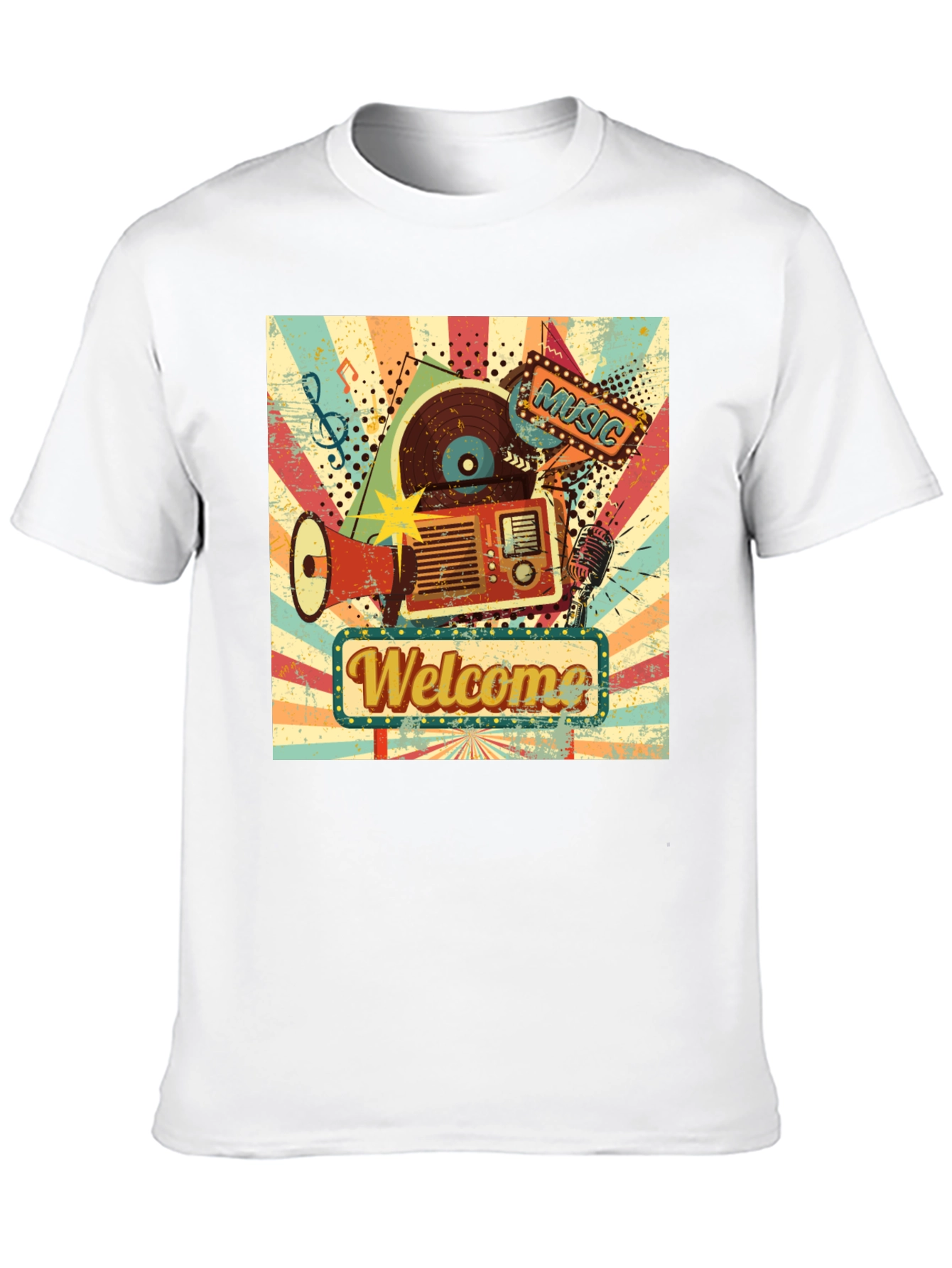 Retro Music Graphic Tee - Welcome Sign