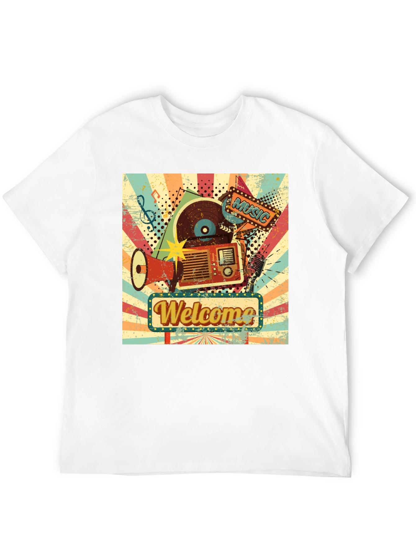 Retro Music Graphic Tee - Welcome Sign
