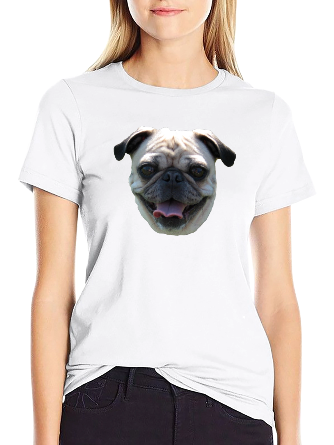 Pug Face Black T-Shirt