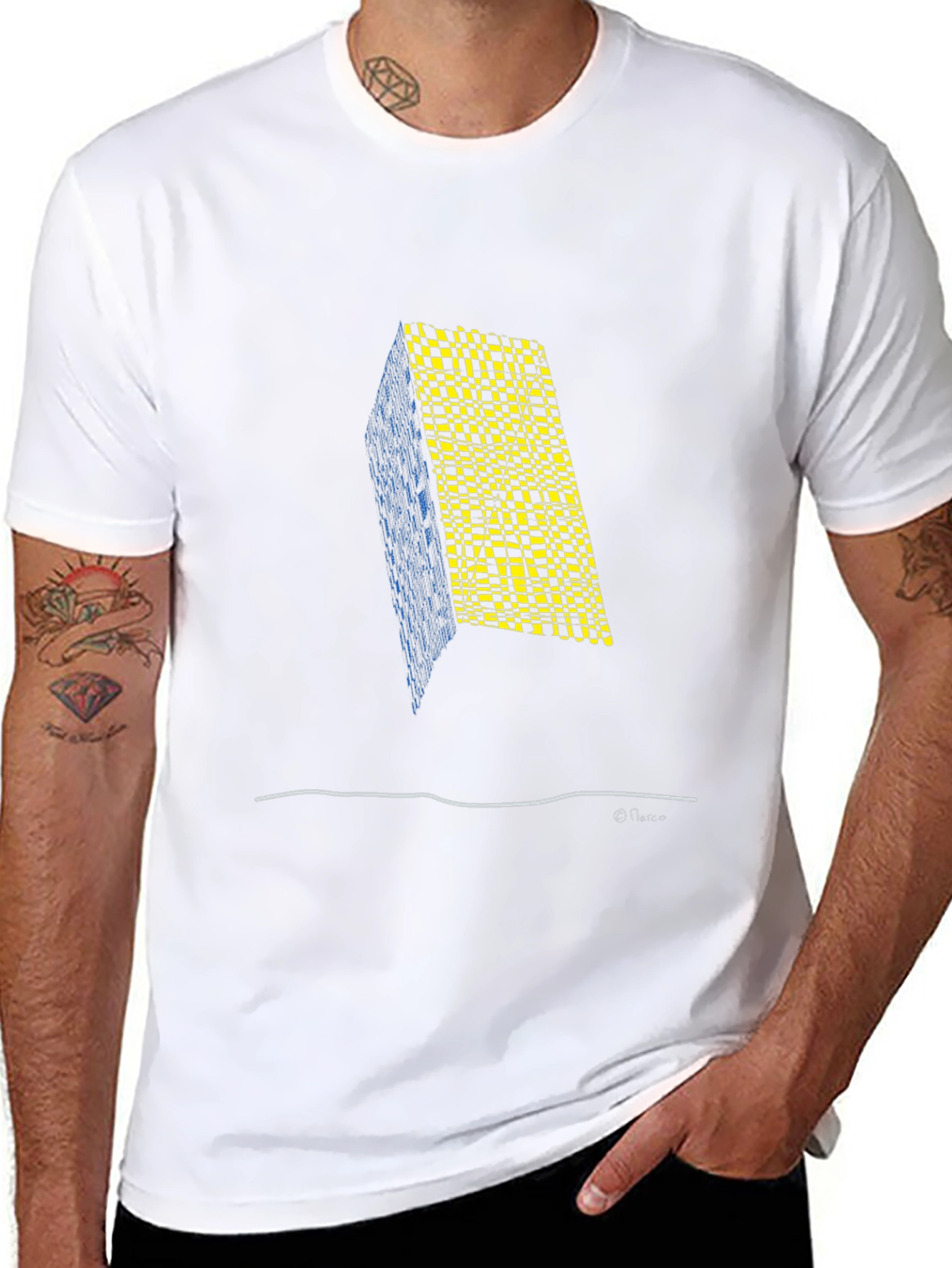 Abstract Geometric Print Mens Black T-Shirt