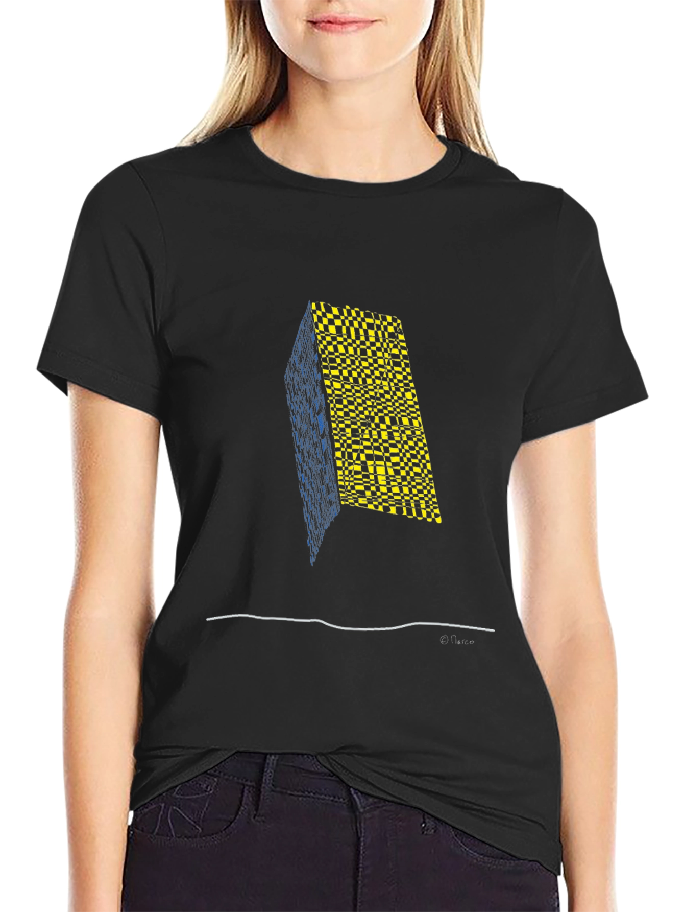 Abstract Geometric Print Mens Black T-Shirt