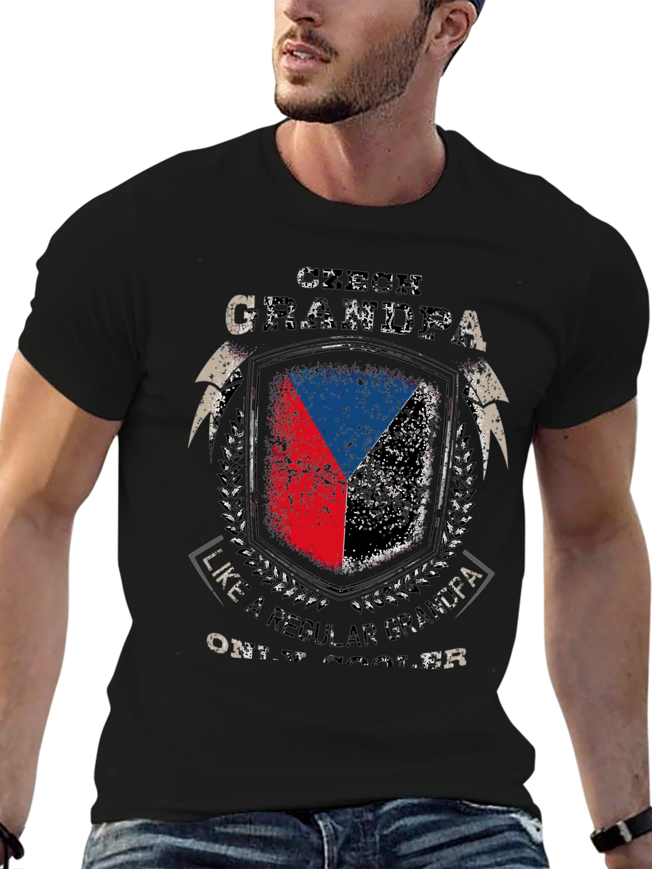 Czech GrandPa T-Shirt - Flag Shield Design