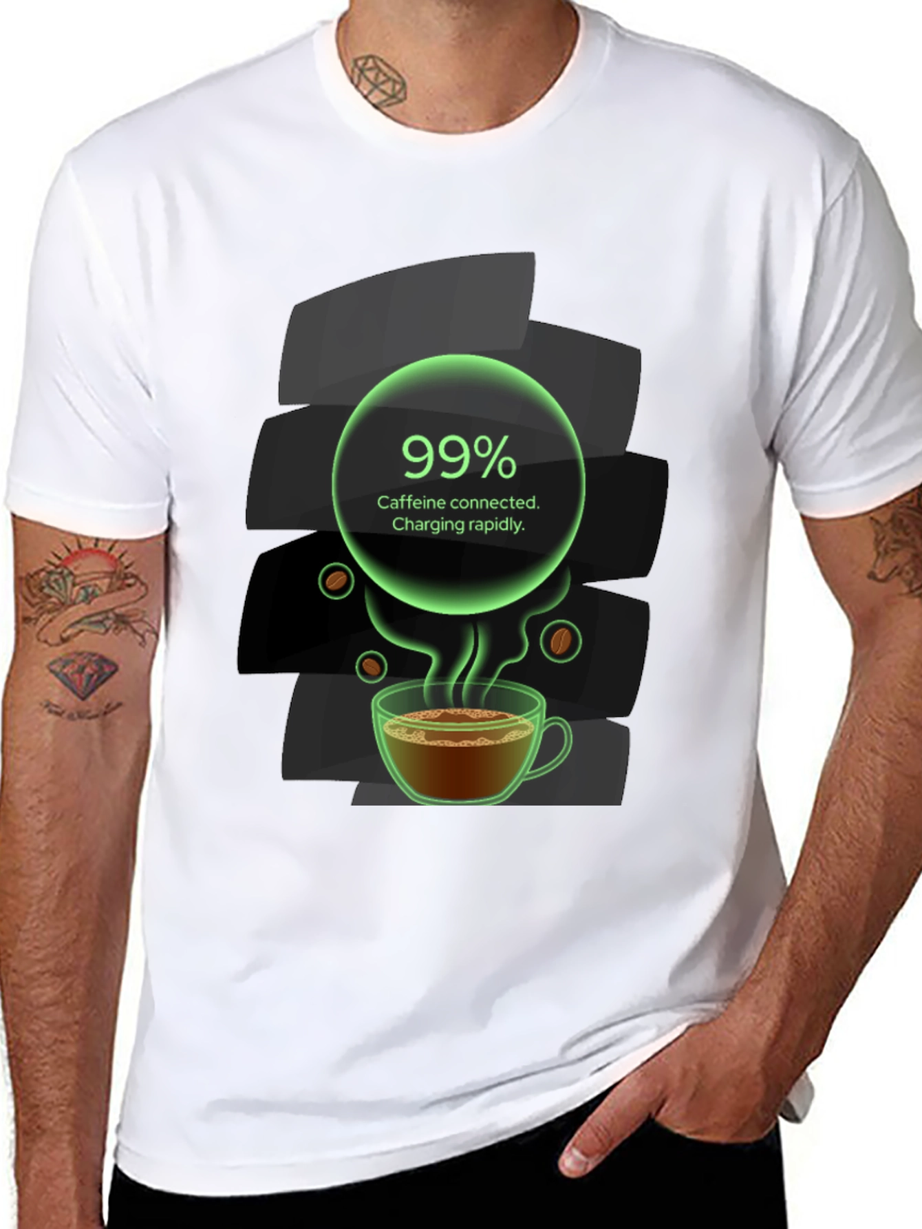Caffeine Charging T-Shirt - 99% Charged!