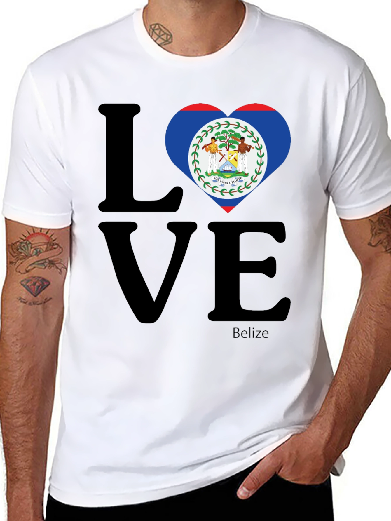 Belize Flag Heart Love T-Shirt