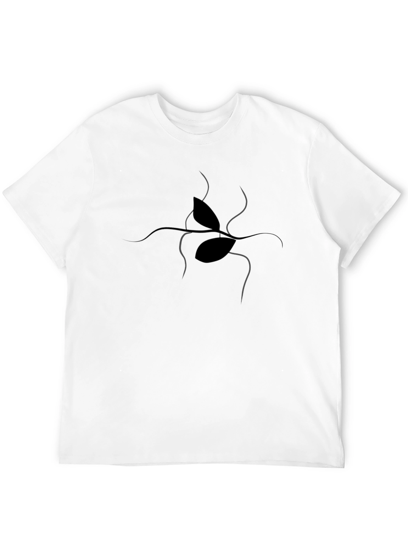 Black T-Shirt with Abstract Plant Design