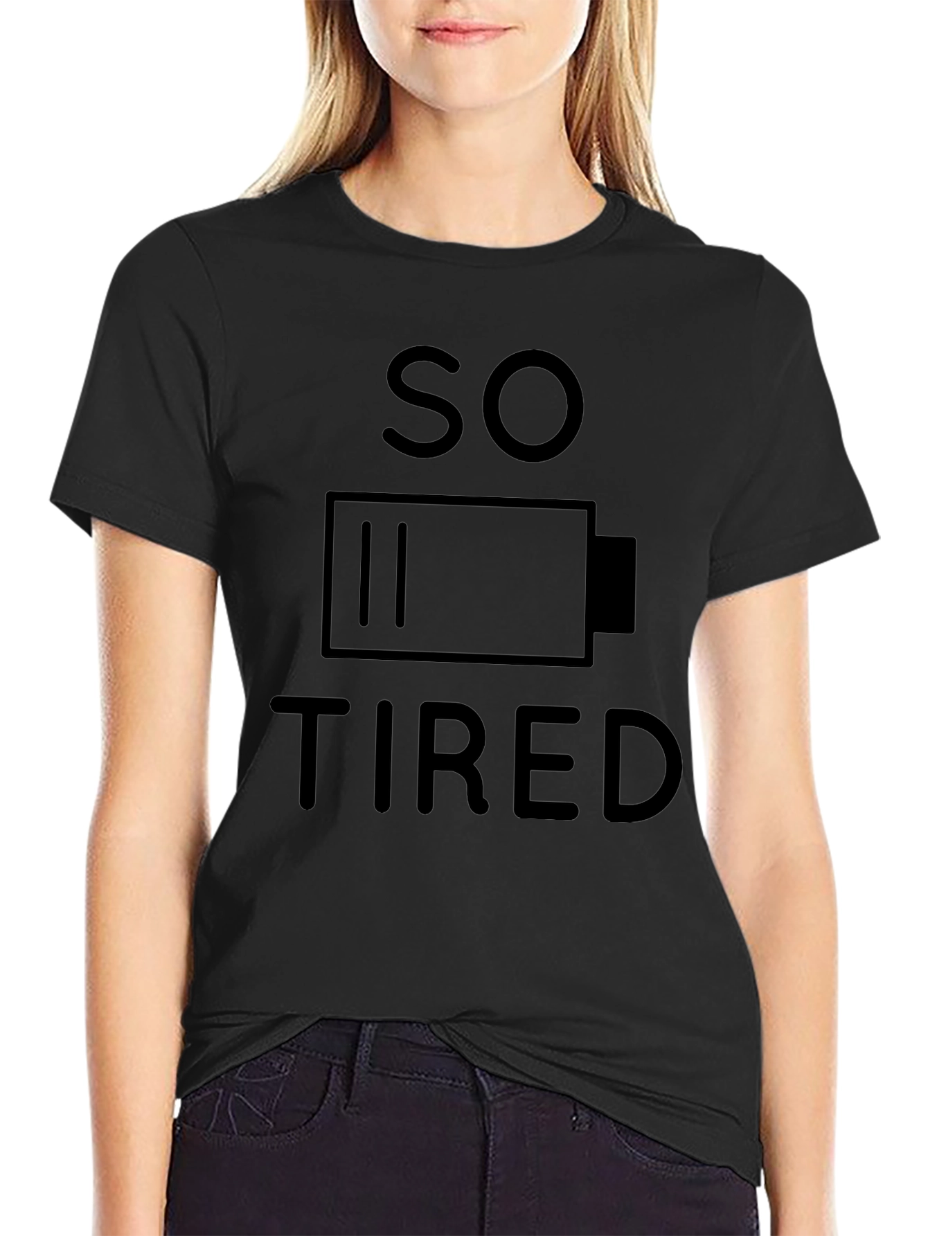 So Tired Black Graphic T-Shirt