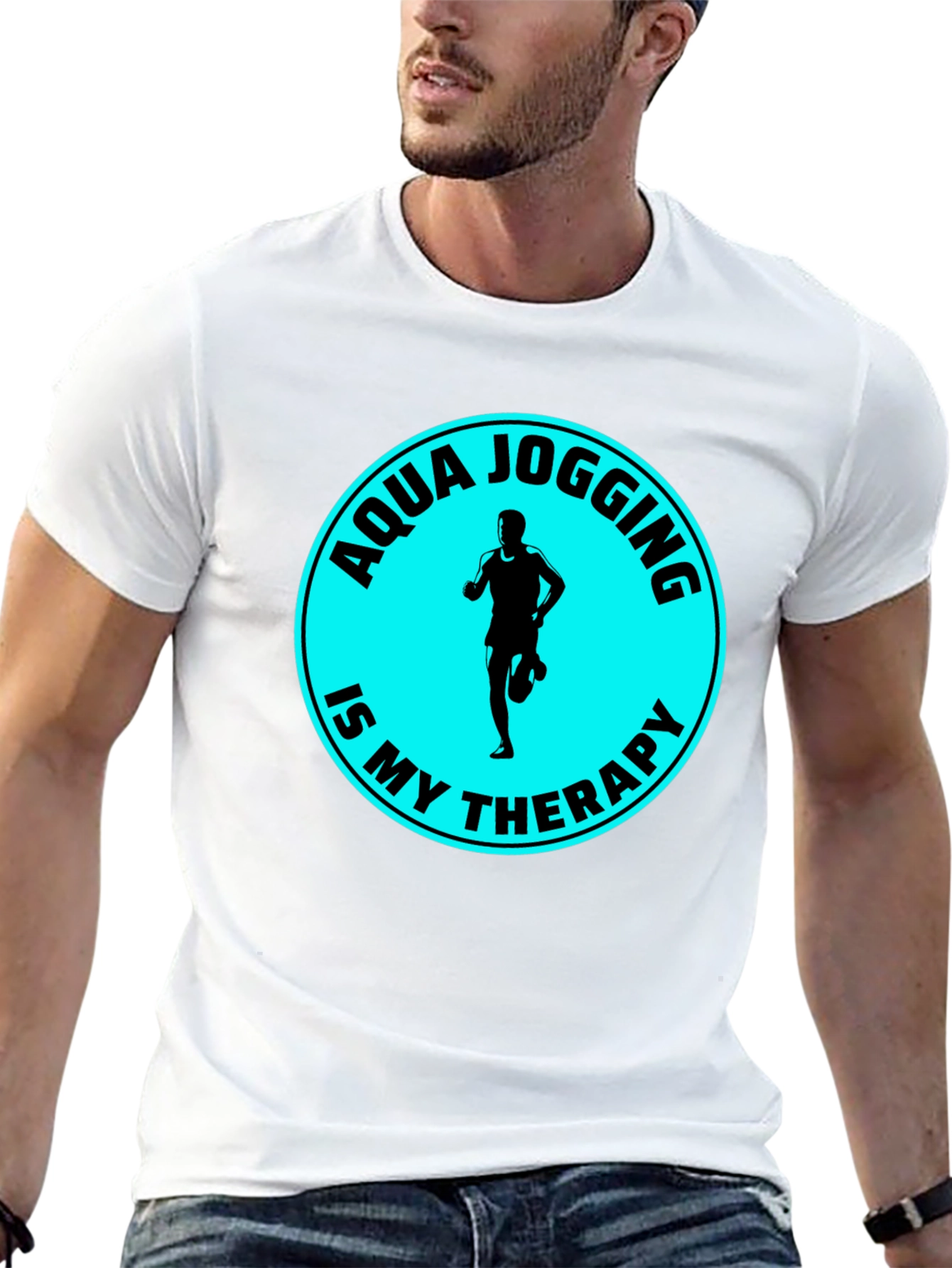 Aqua Jogging Therapy T-Shirt - Black Graphic Tee