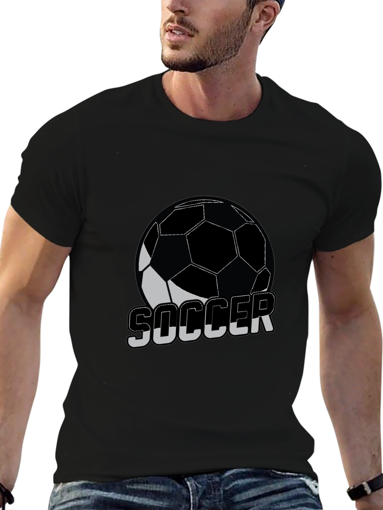 Soccer Ball Graphic T-Shirt - Black