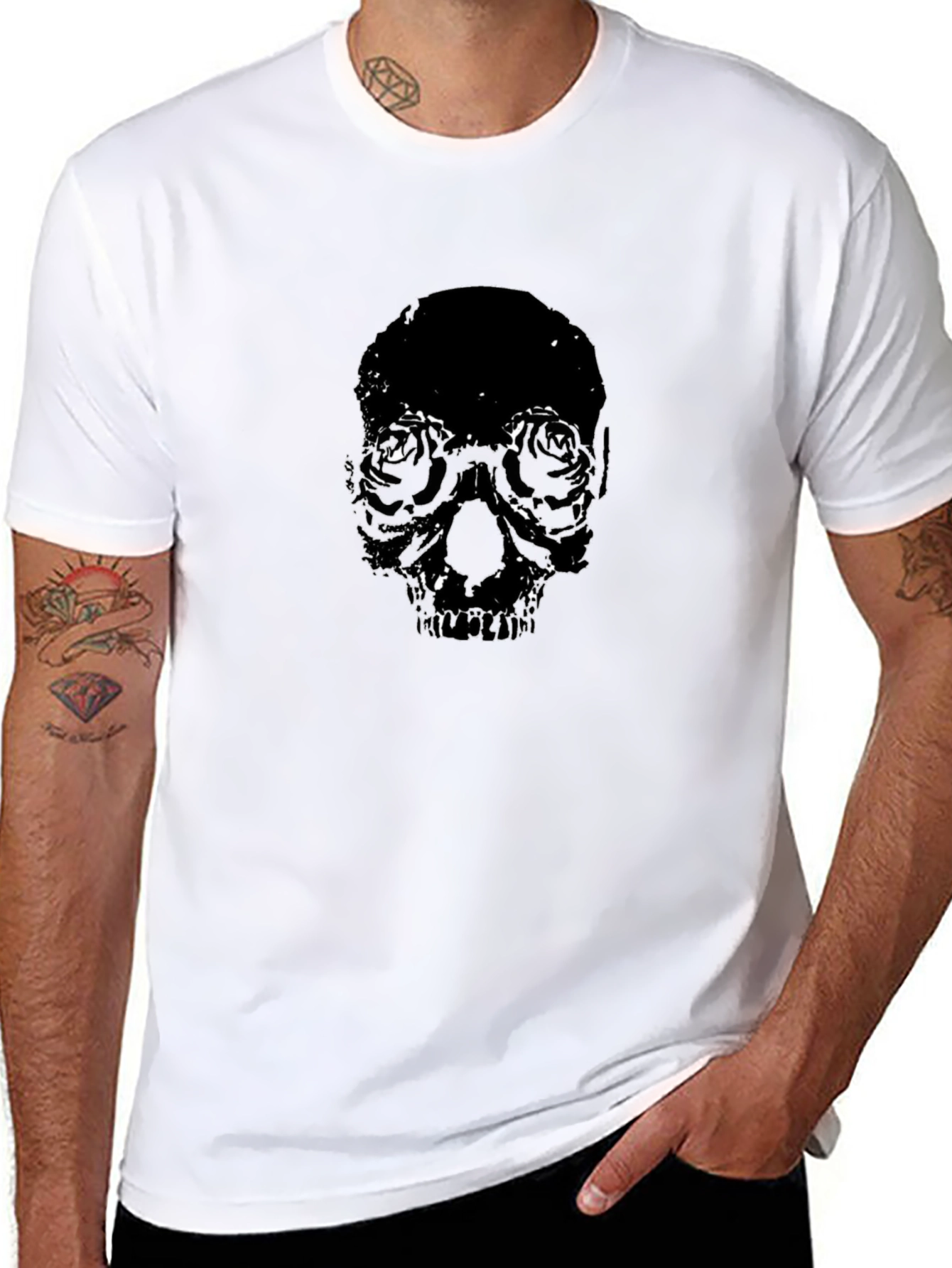 Skull & Roses Black Graphic Tee