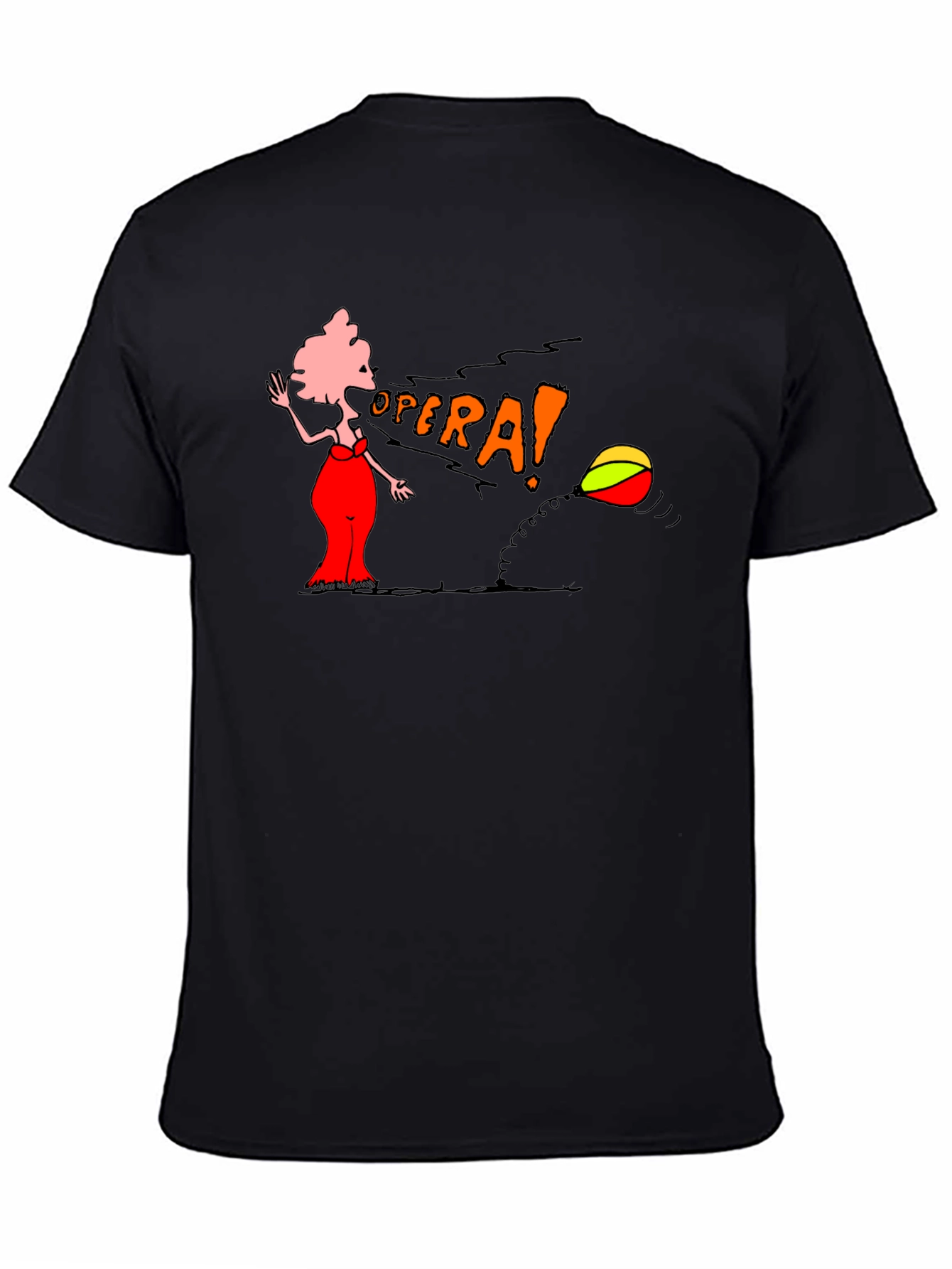 Opera Cartoon Graphic Tee - Black
