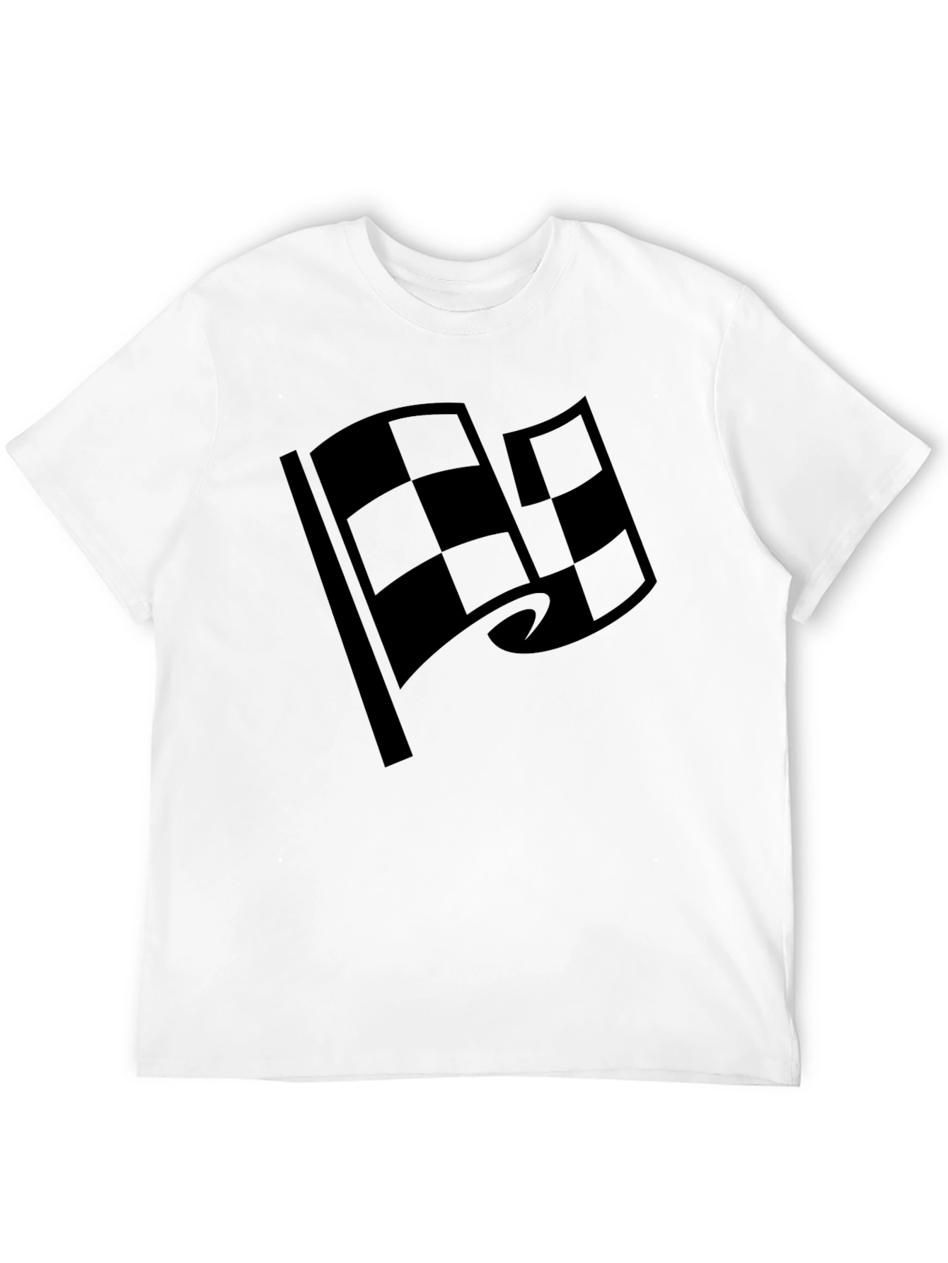 Black Racing Flag Graphic Tee - Checkered Design