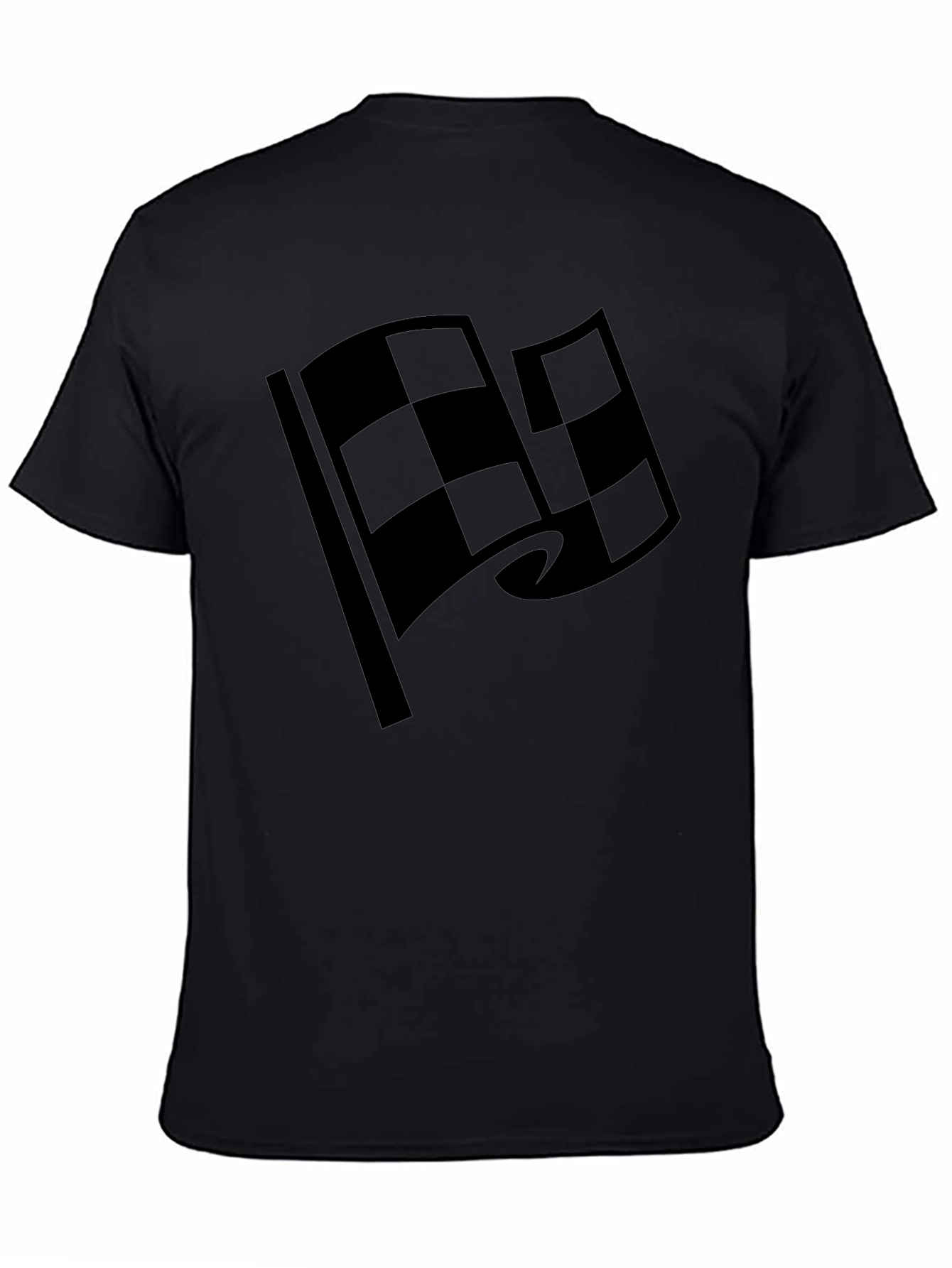 Black Racing Flag Graphic Tee - Checkered Design