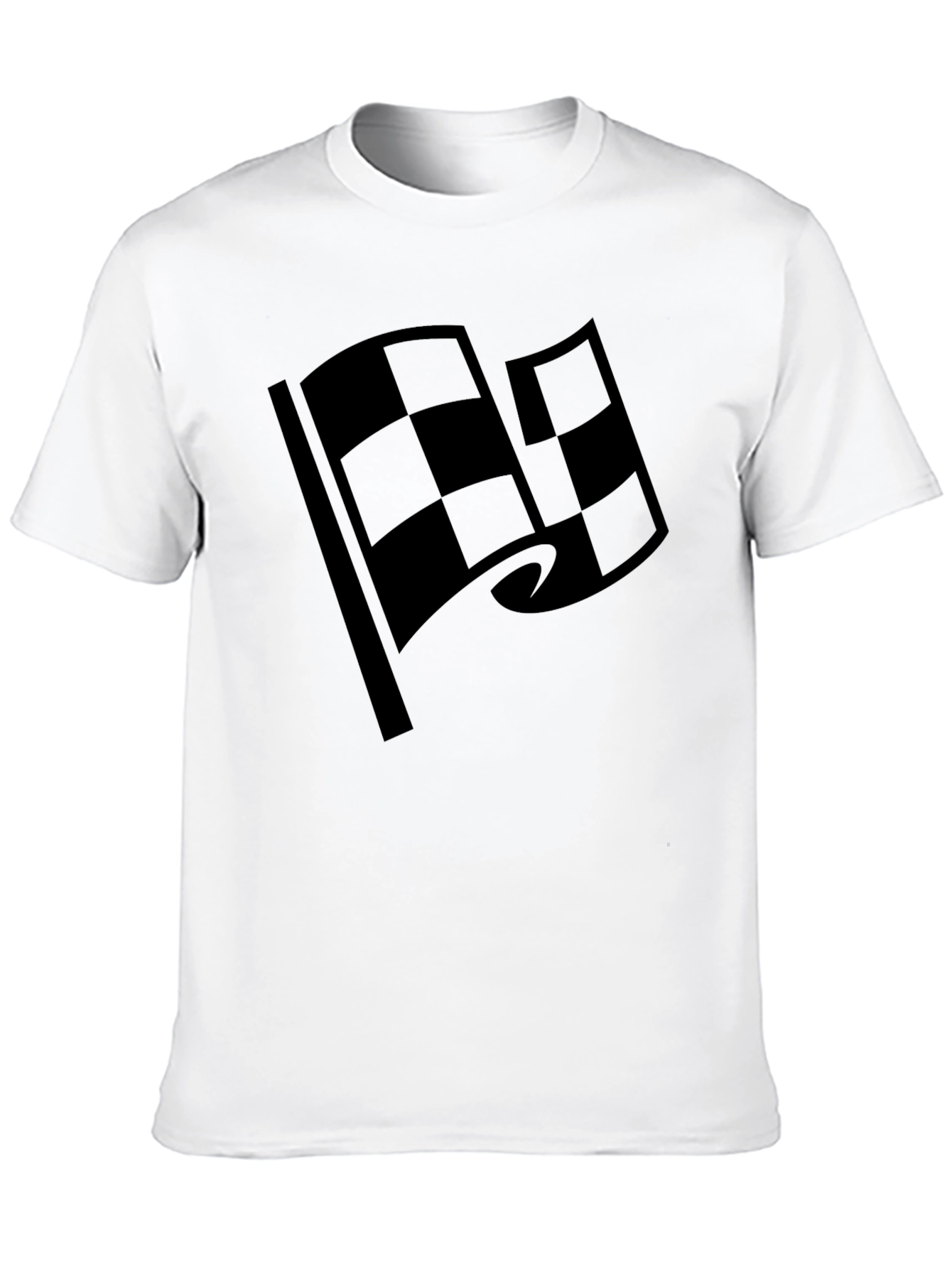 Black Racing Flag Graphic Tee - Checkered Design