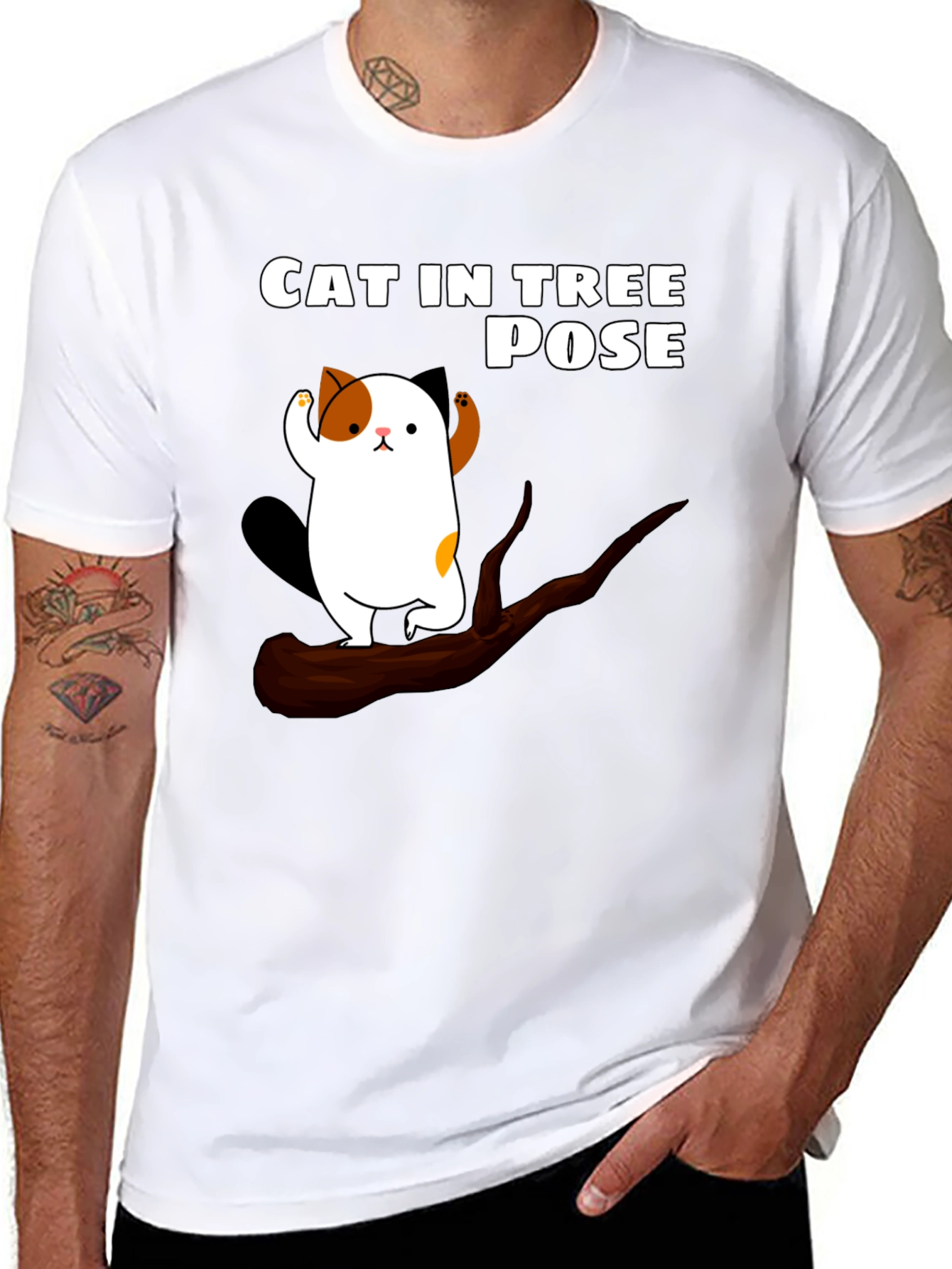 Cat in Tree Pose Graphic T-Shirt