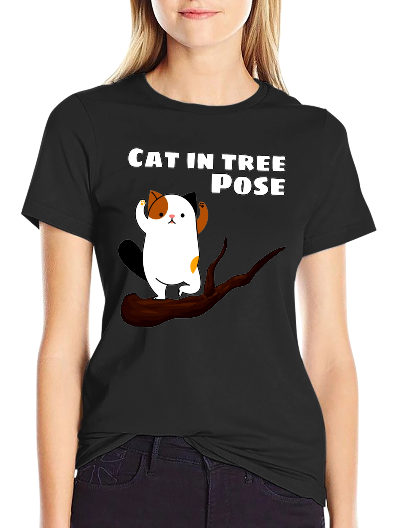 Cat in Tree Pose Graphic T-Shirt