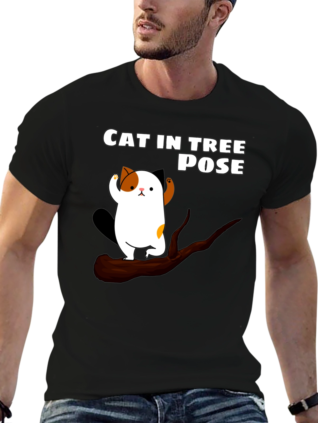 Cat in Tree Pose Graphic T-Shirt