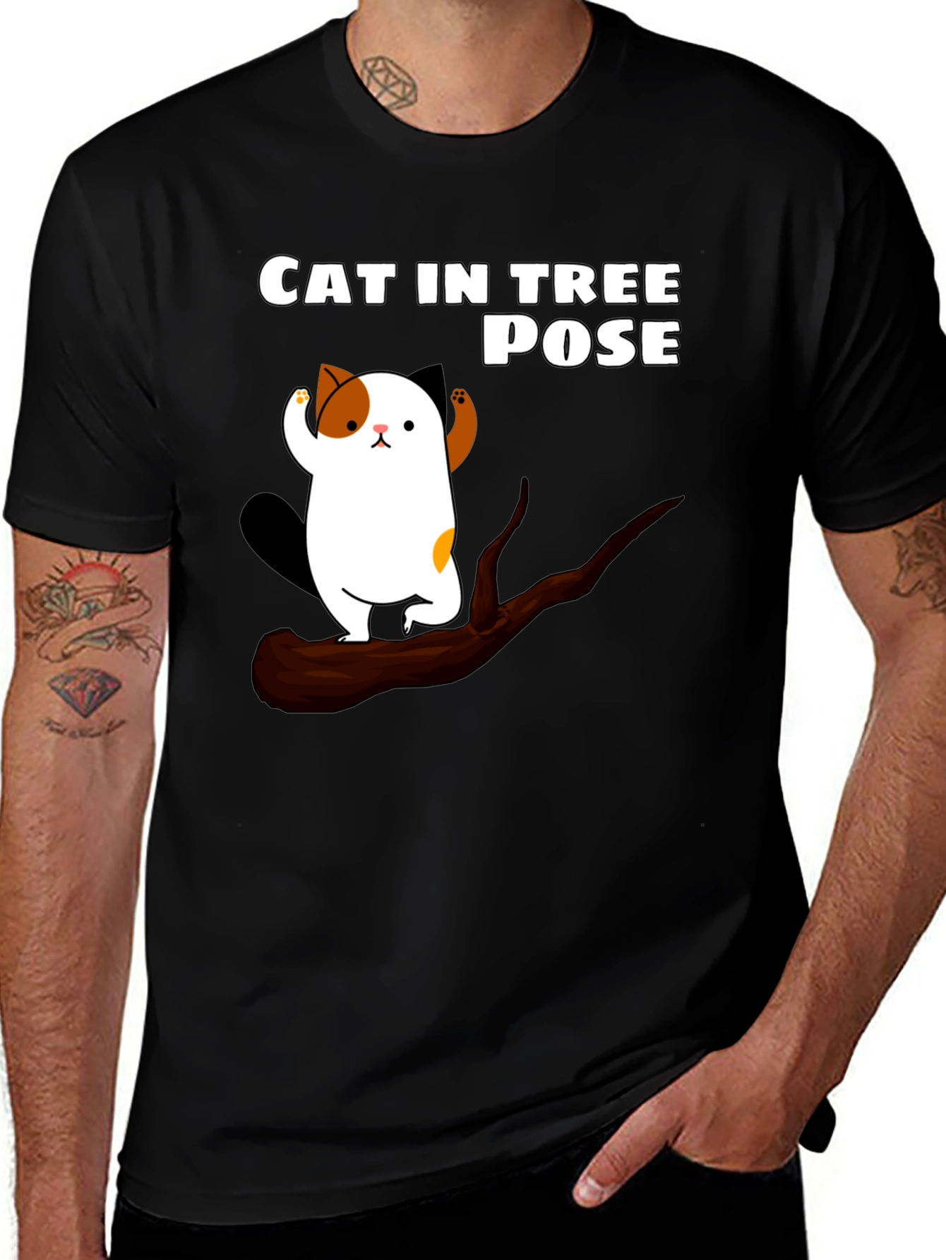 Cat in Tree Pose Graphic T-Shirt