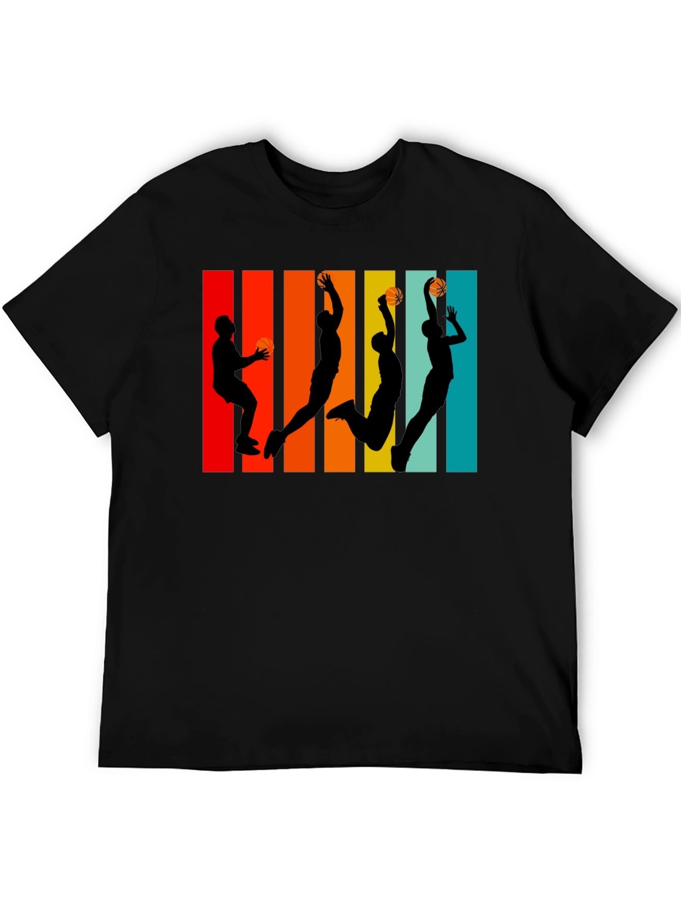 Retro Basketball Silhouette Graphic Tee - Black