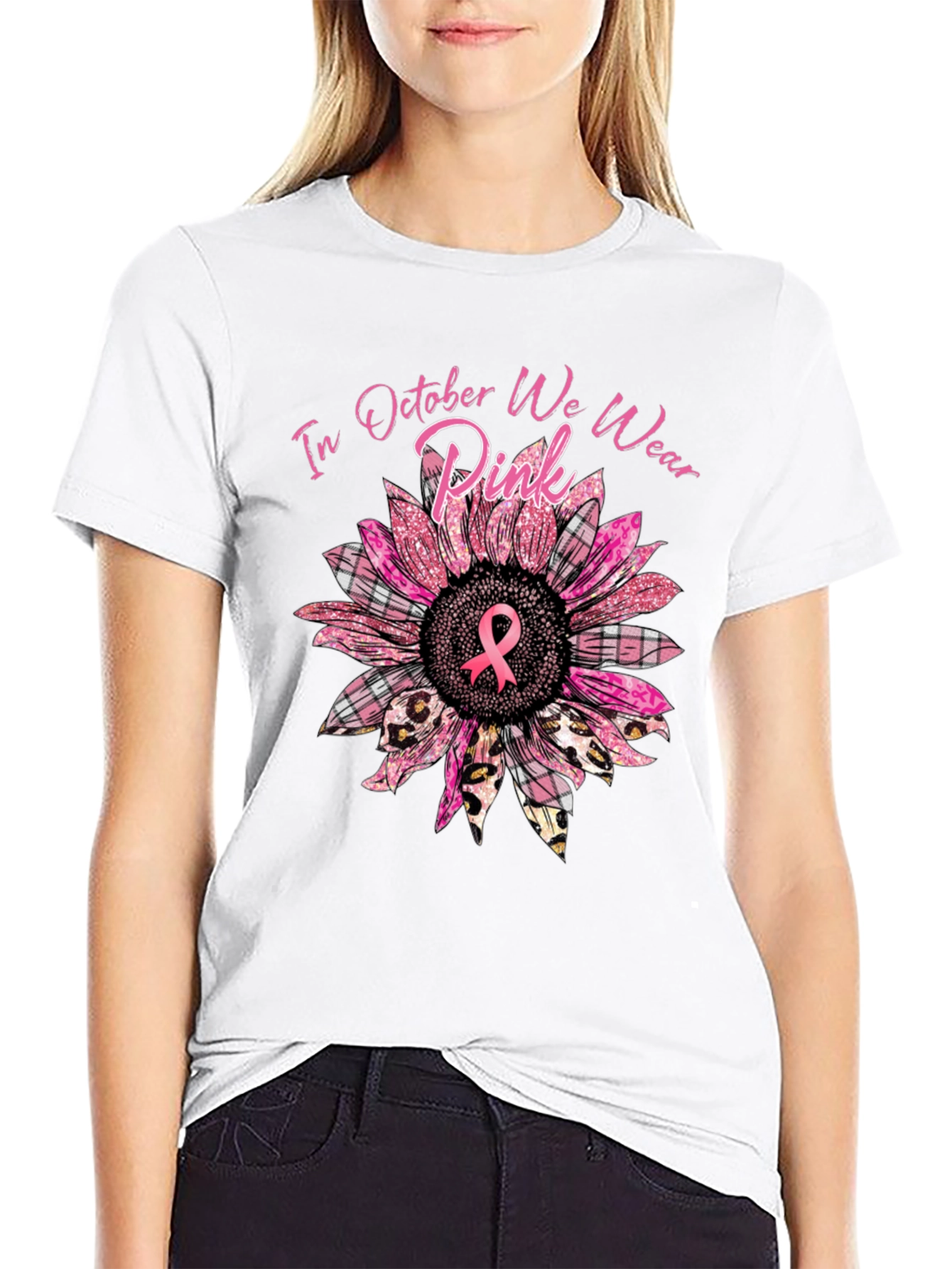 October Breast Cancer Awareness Sunflower T-Shirt