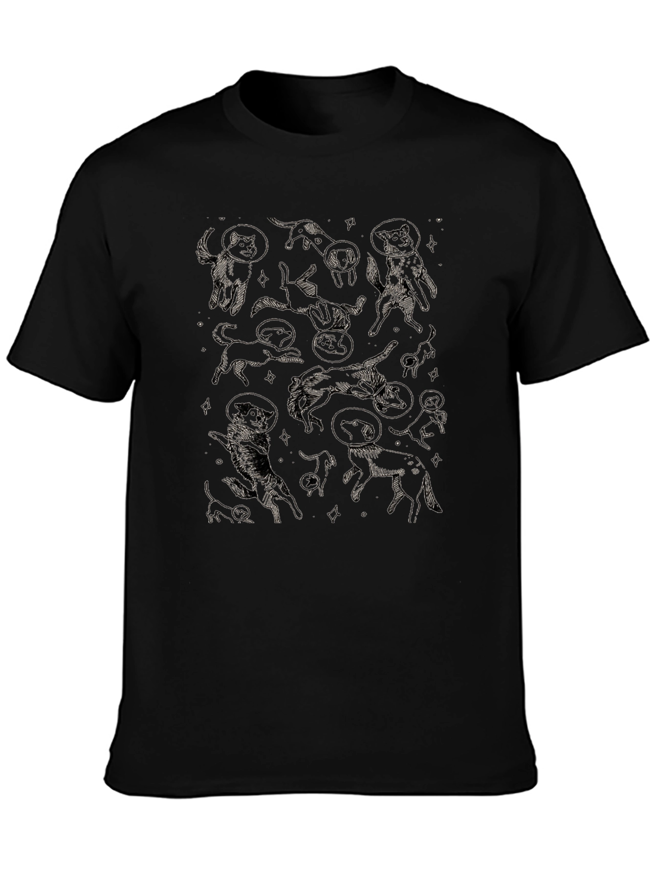 Space Dog Graphic Tee - Black Cotton Comfort
