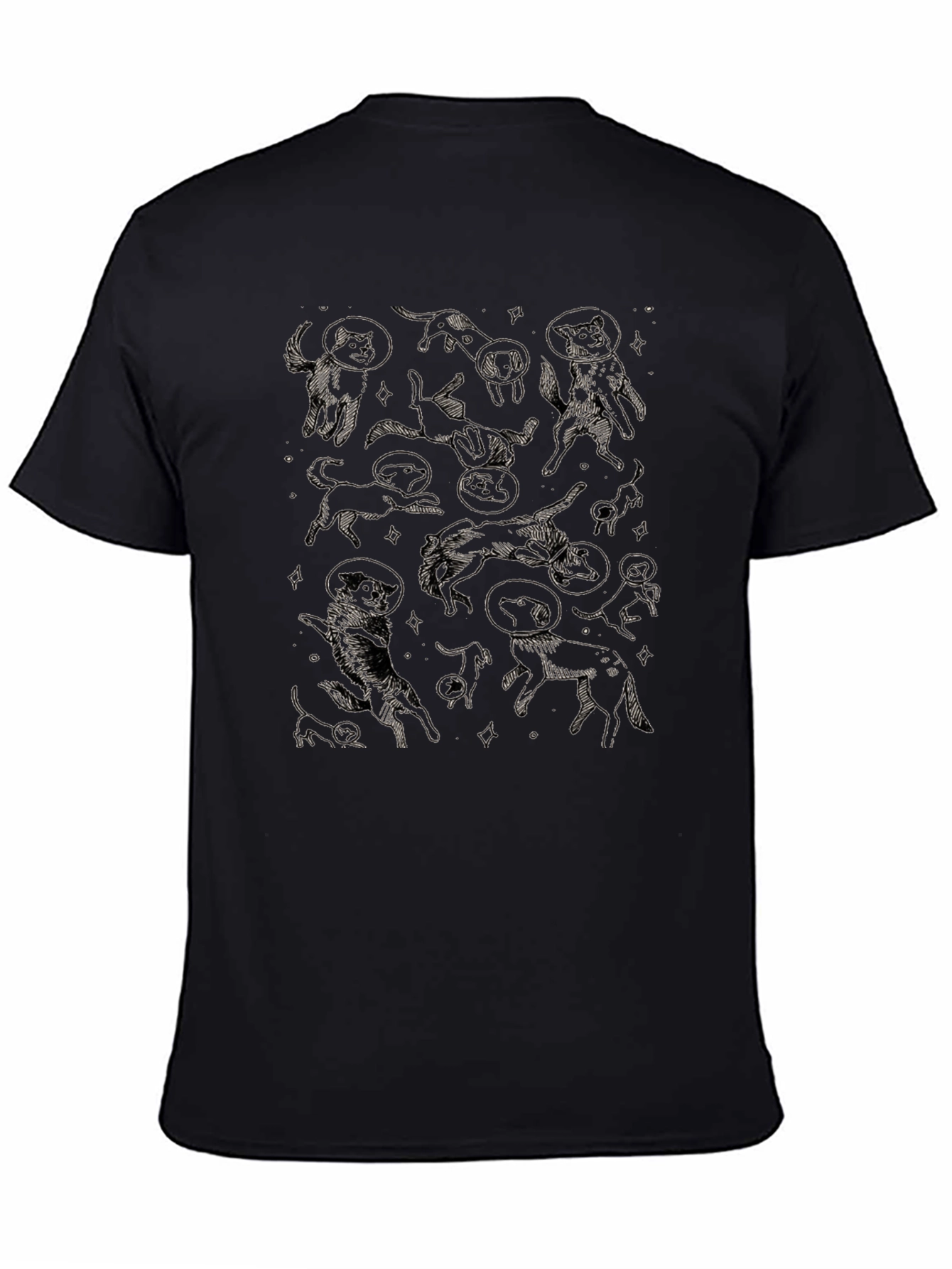 Space Dog Graphic Tee - Black Cotton Comfort