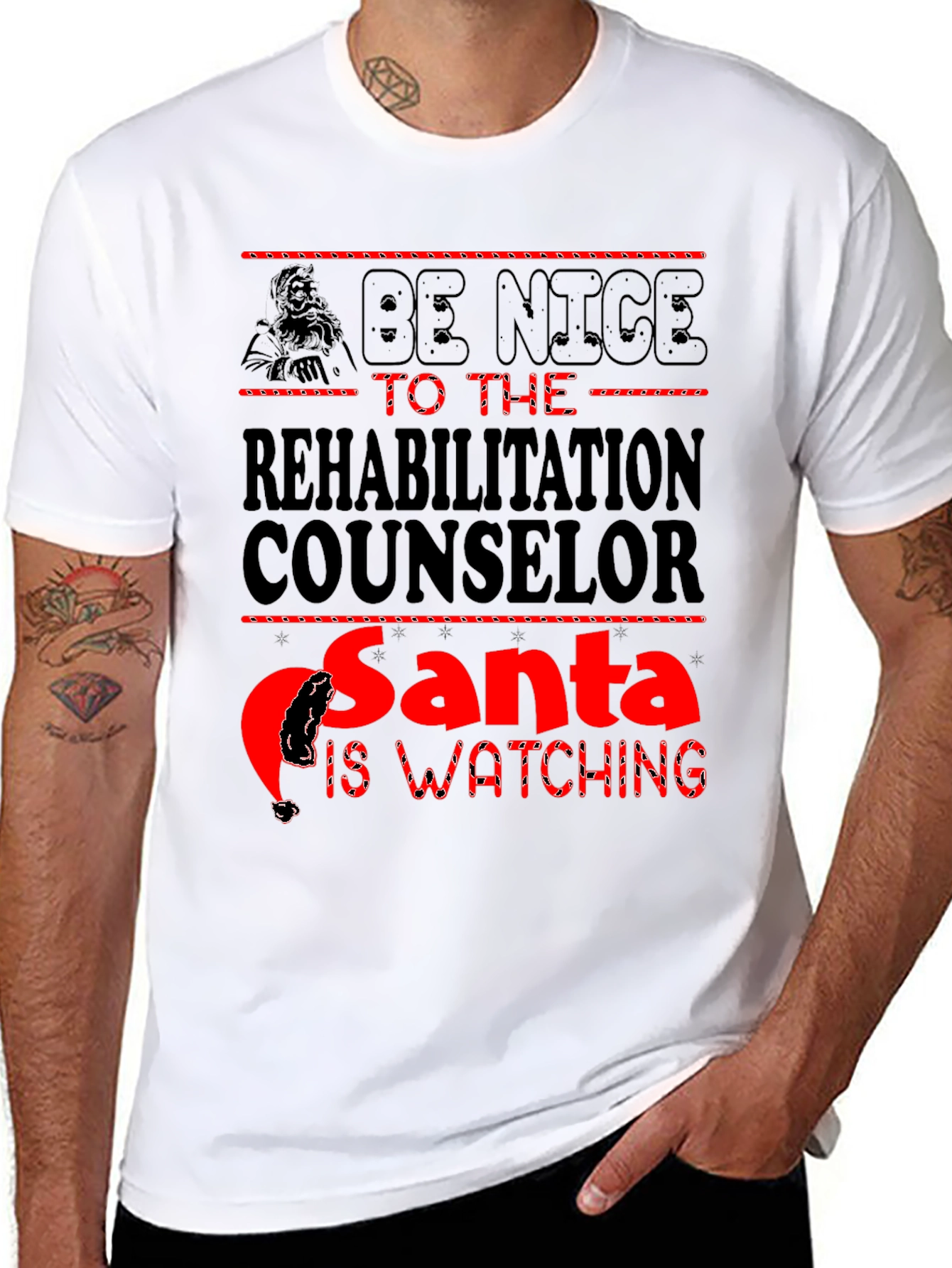 Rehabilitation Counselor Santa Watching T-Shirt