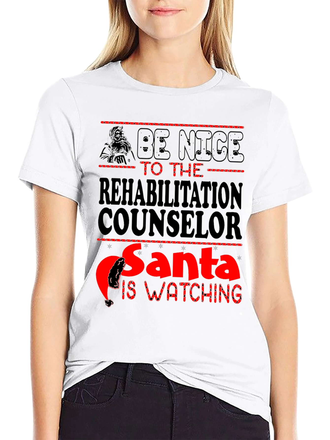Rehabilitation Counselor Santa Watching T-Shirt