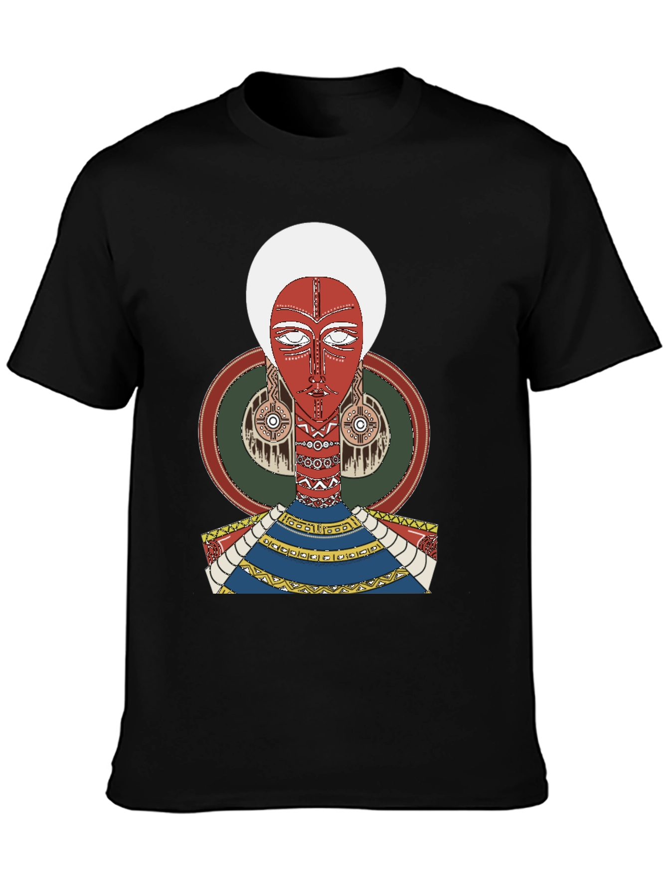 Artistic Tribal Graphic Print Black T-Shirt