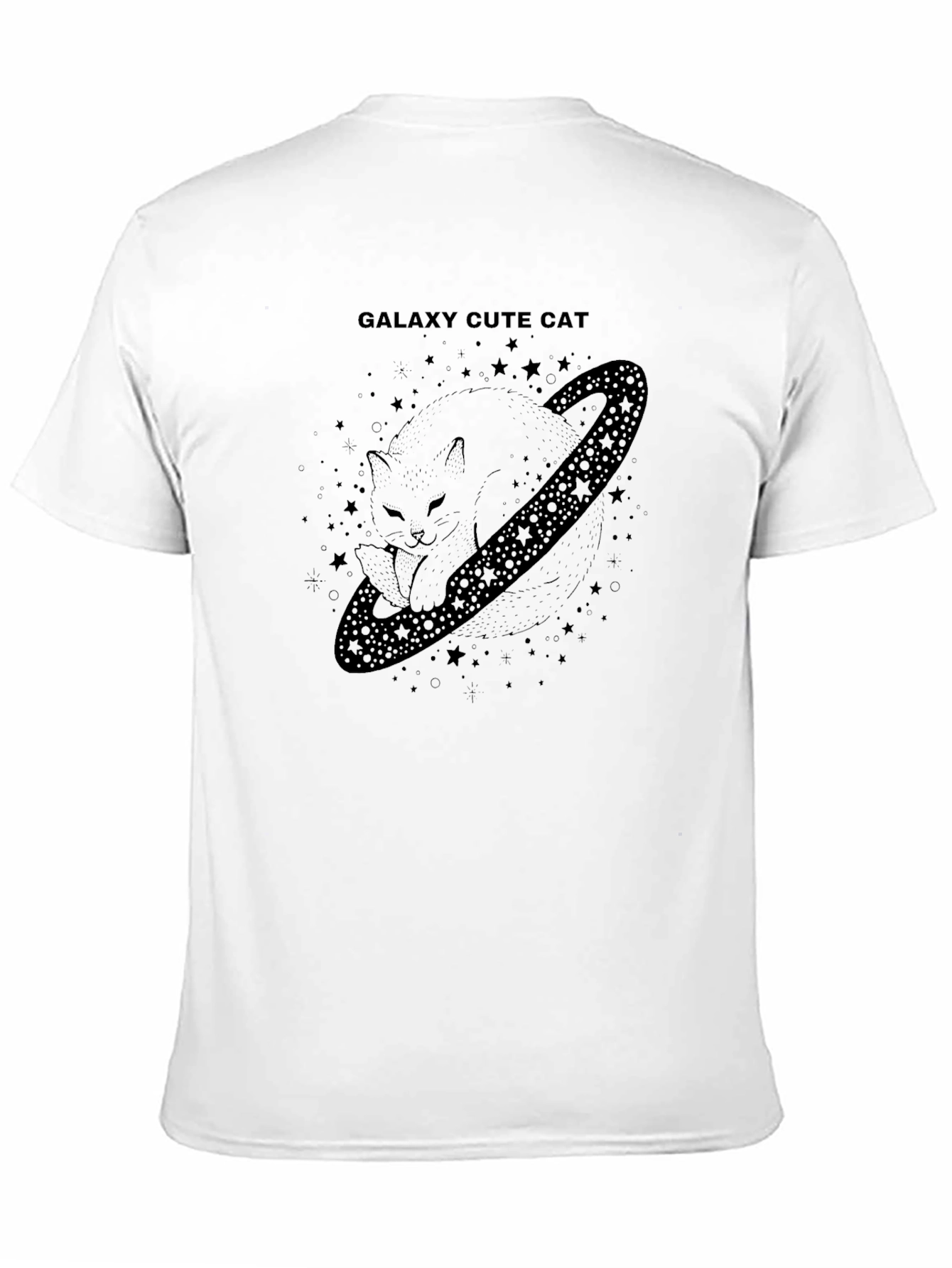 Galaxy Cute Cat Black T-Shirt