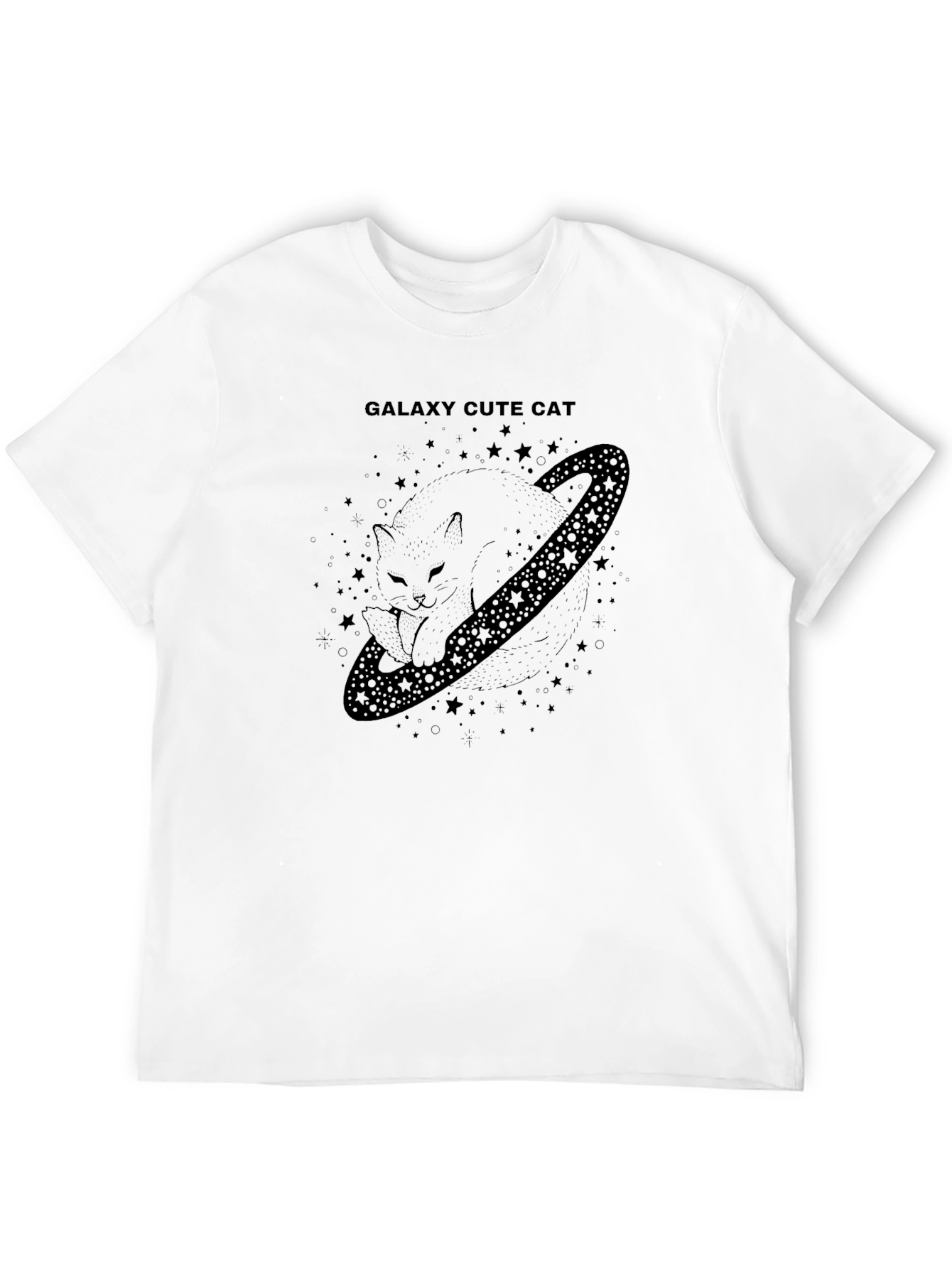 Galaxy Cute Cat Black T-Shirt