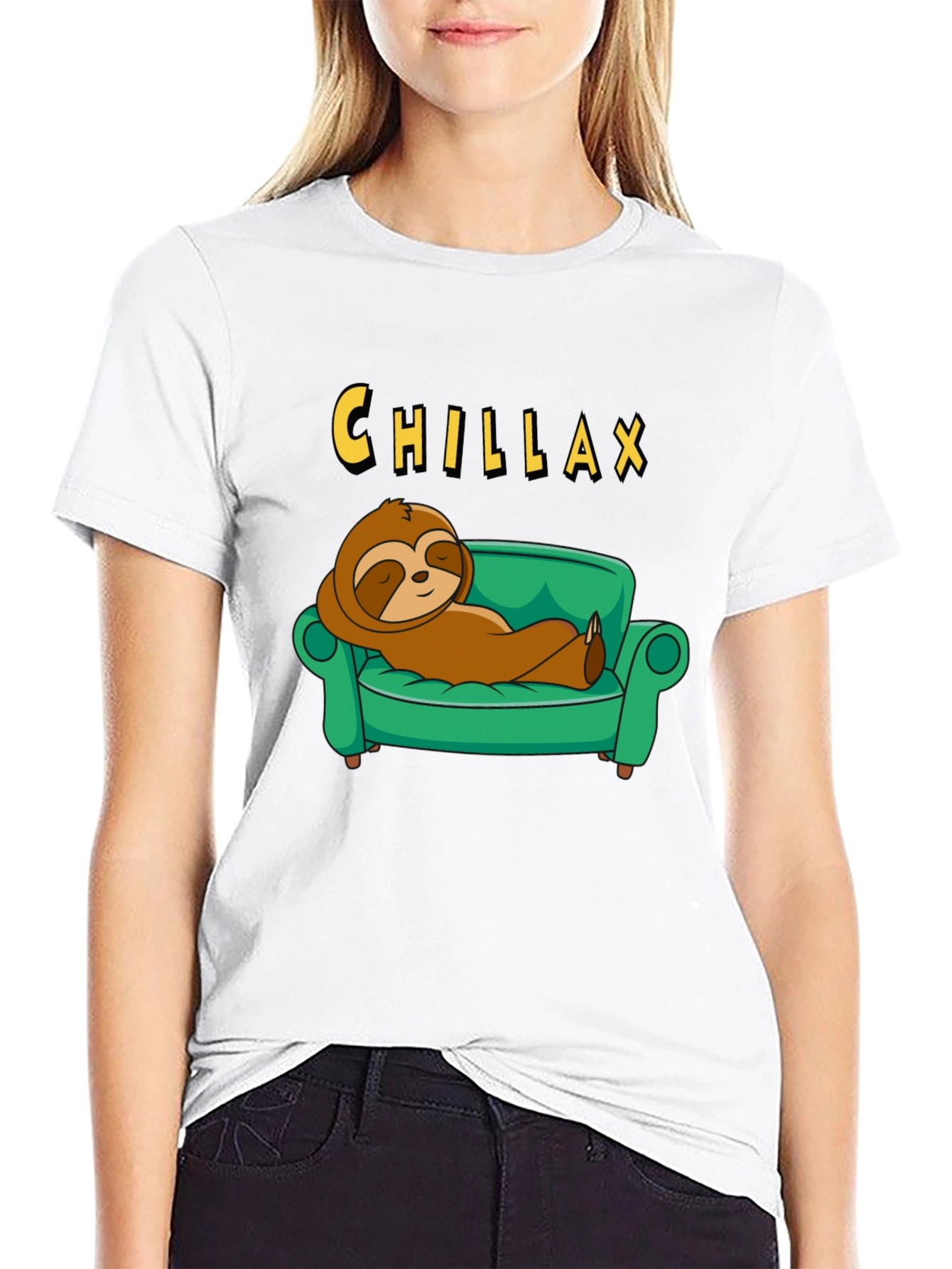 Chillax Sloth on Couch Graphic Tee - Relaxed Style