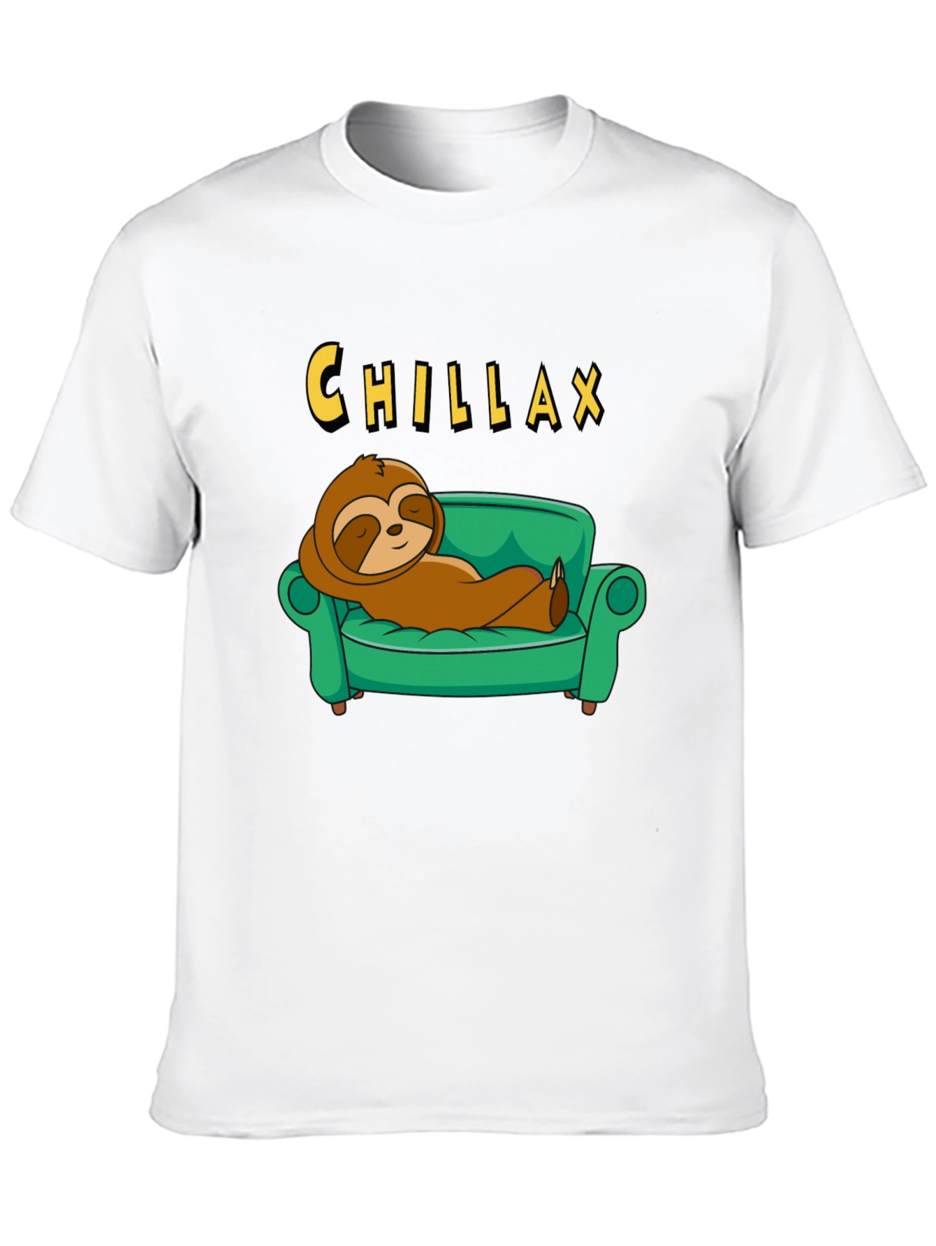 Chillax Sloth on Couch Graphic Tee - Relaxed Style