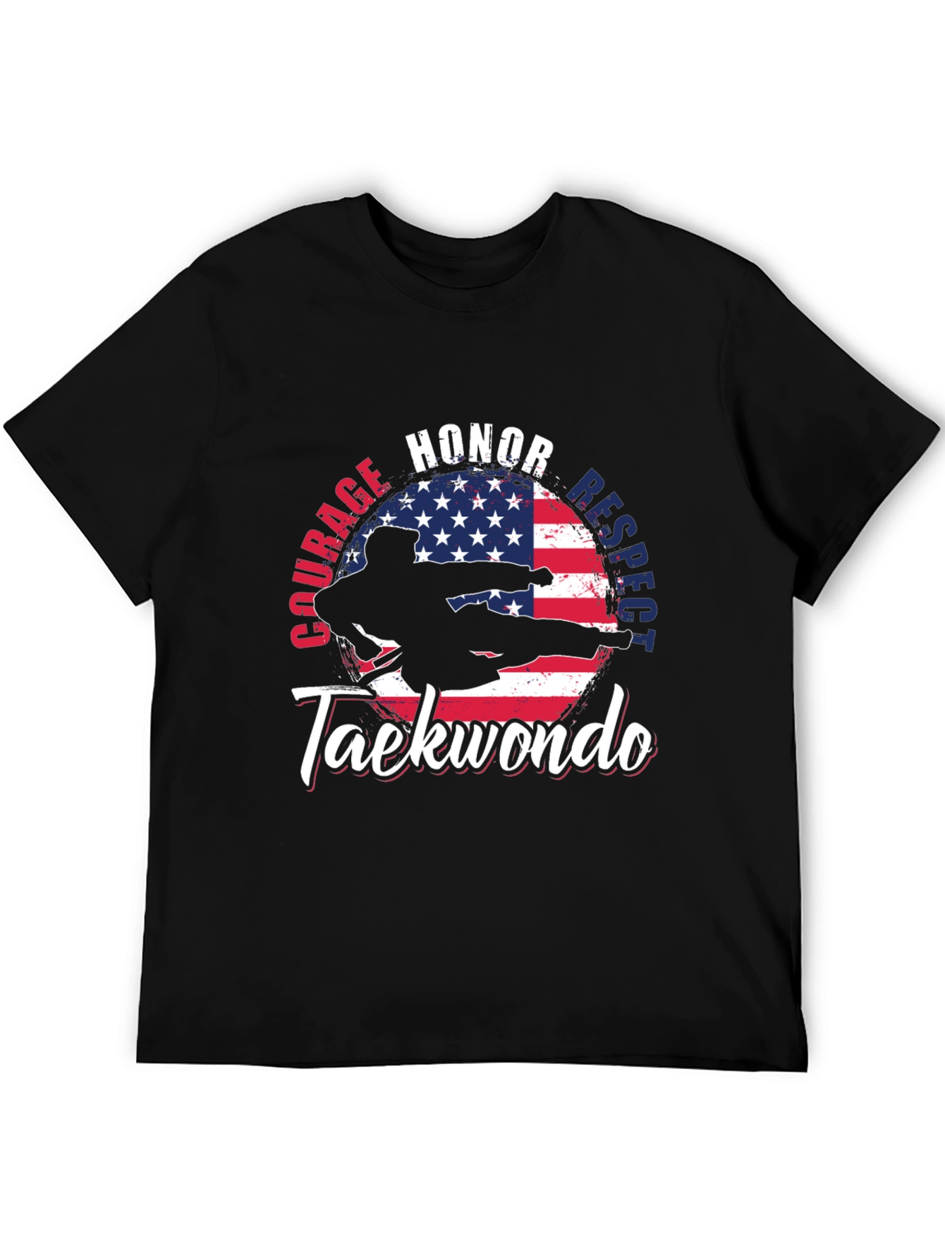 Taekwondo USA Flag T-Shirt: Honor Courage Respect