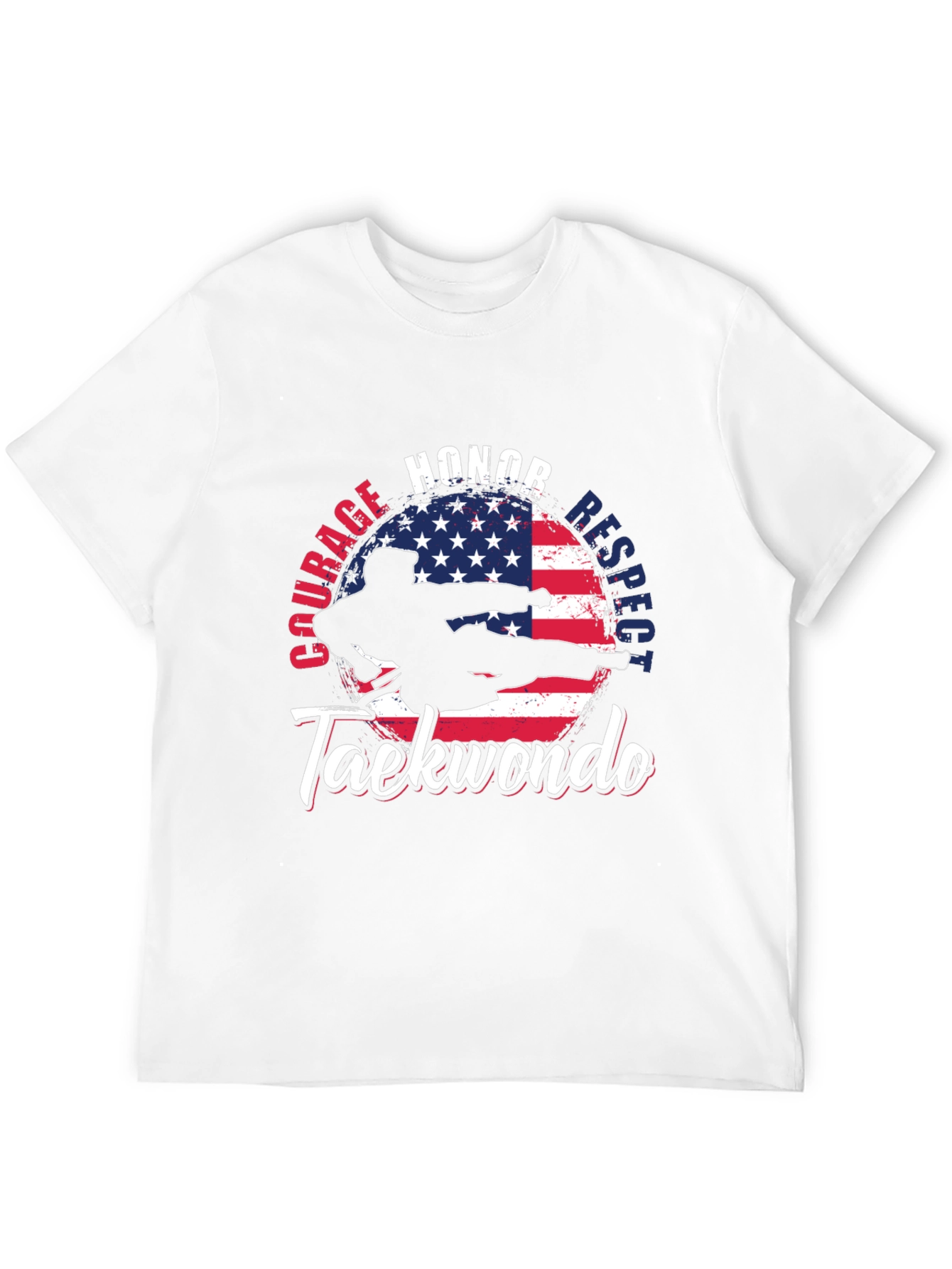 Taekwondo USA Flag T-Shirt: Honor Courage Respect