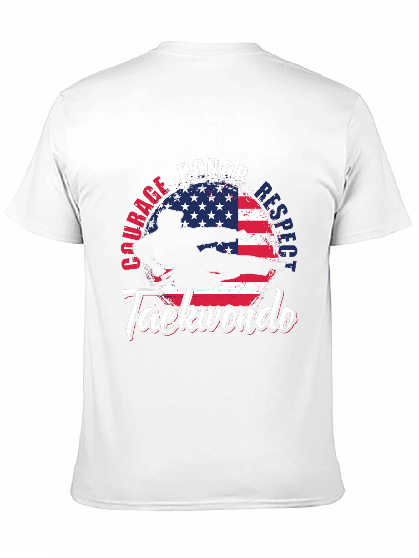Taekwondo USA Flag T-Shirt: Honor Courage Respect