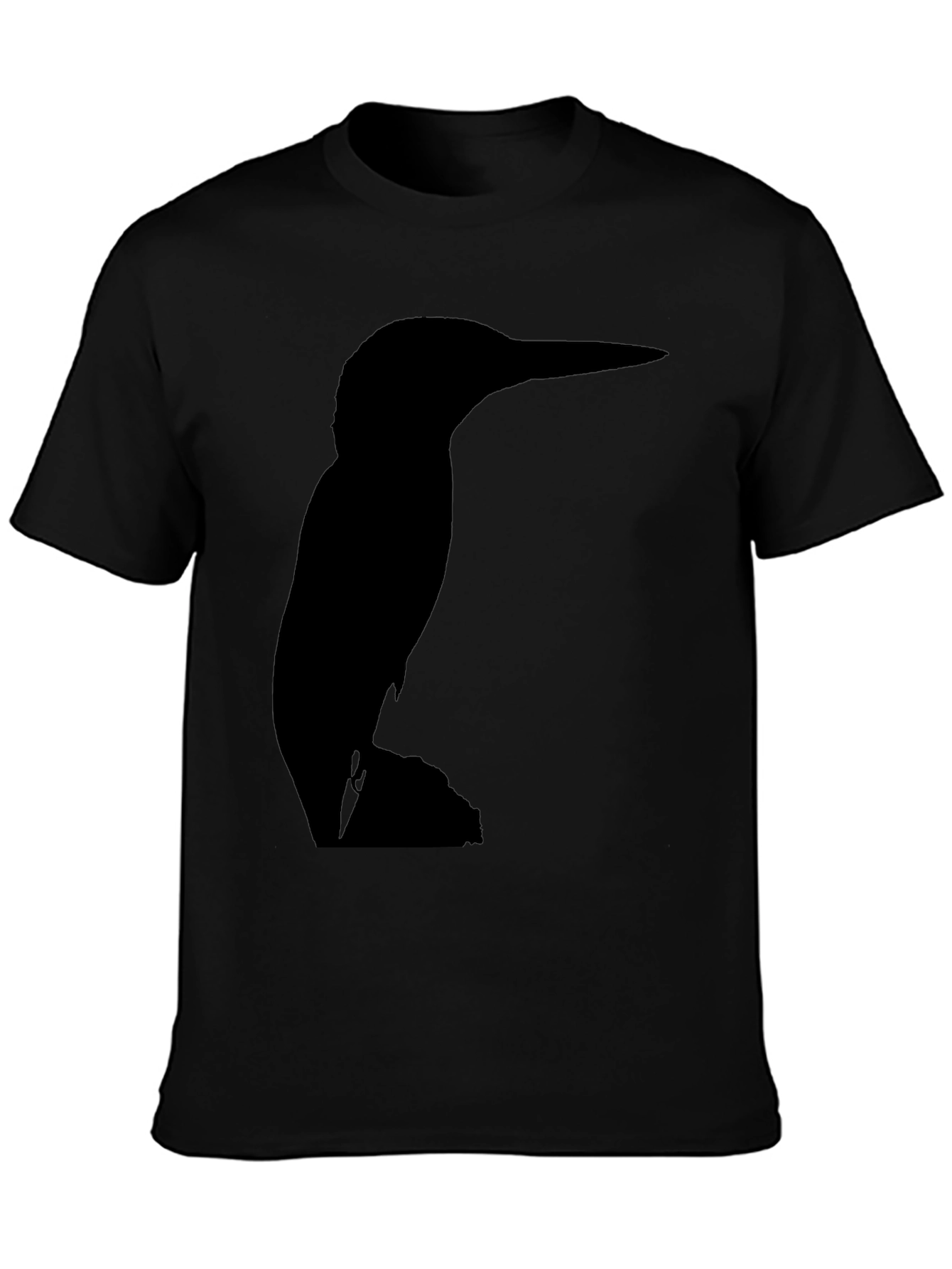 Kingfisher Bird Silhouette Black T-Shirt