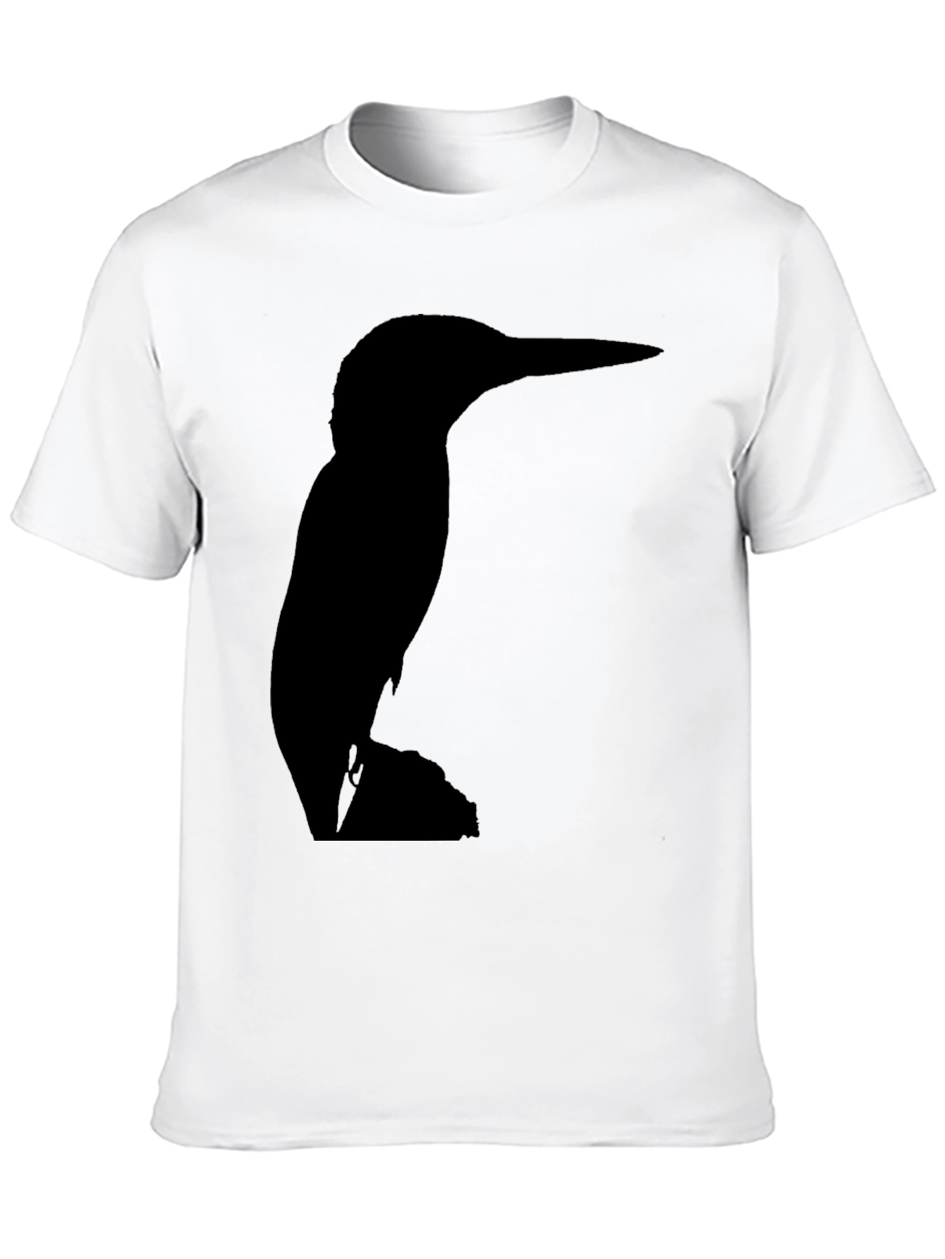 Kingfisher Bird Silhouette Black T-Shirt