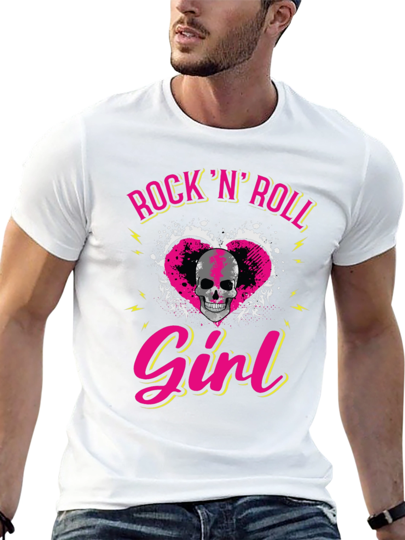 Rock N Roll Girl Skull Graphic T-Shirt