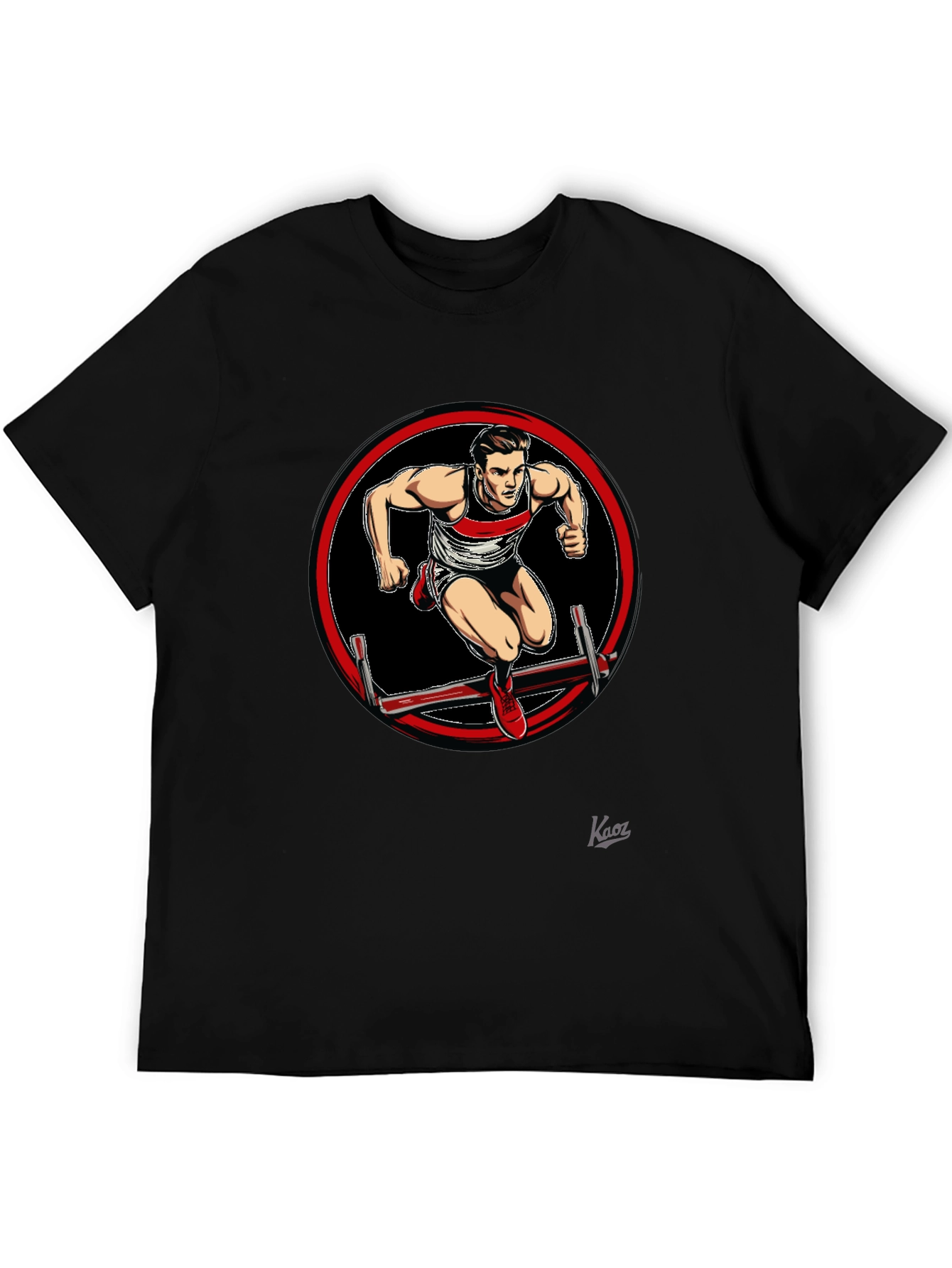 Athlete Hurdler Graphic Black T-Shirt