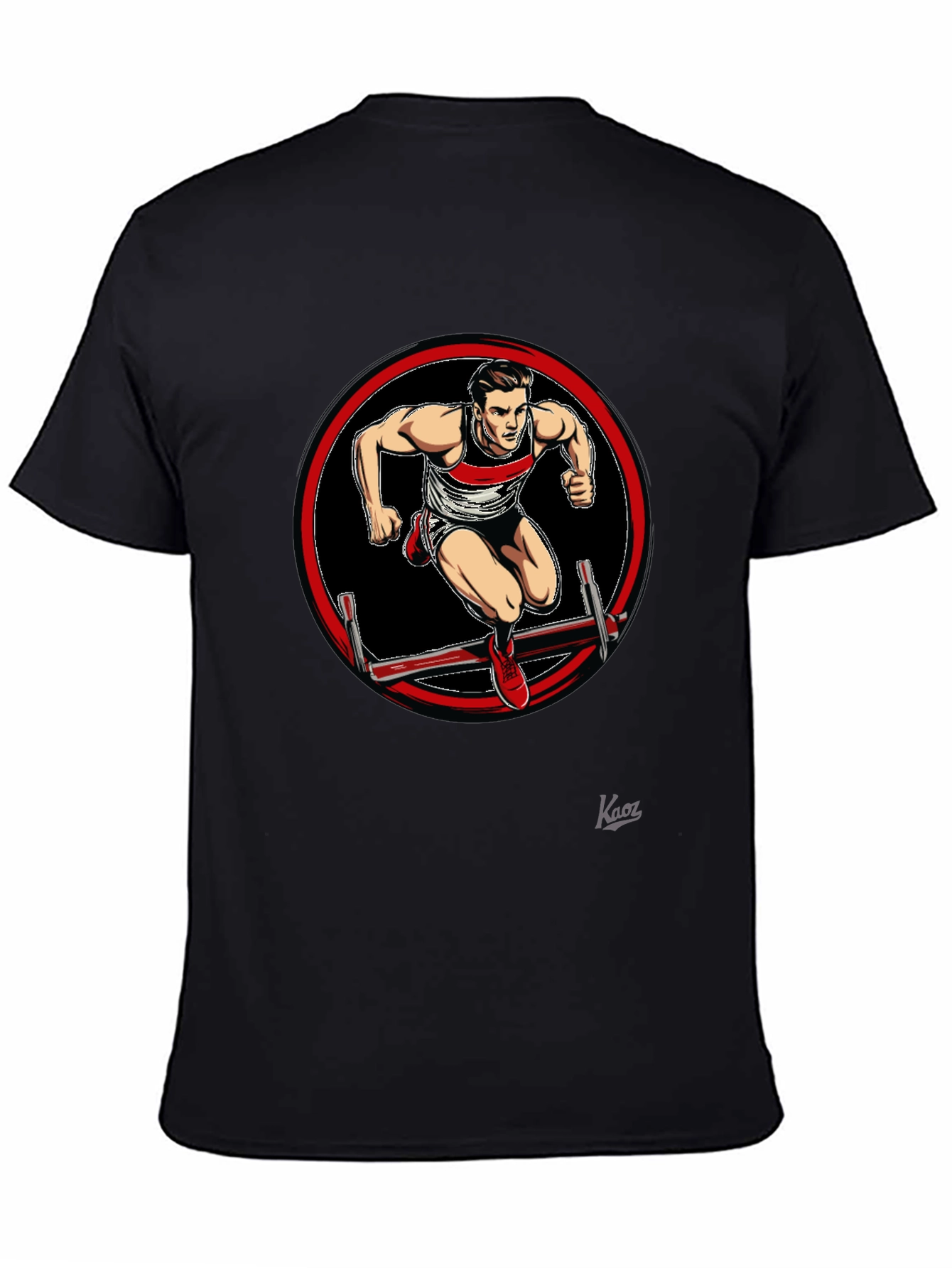 Athlete Hurdler Graphic Black T-Shirt